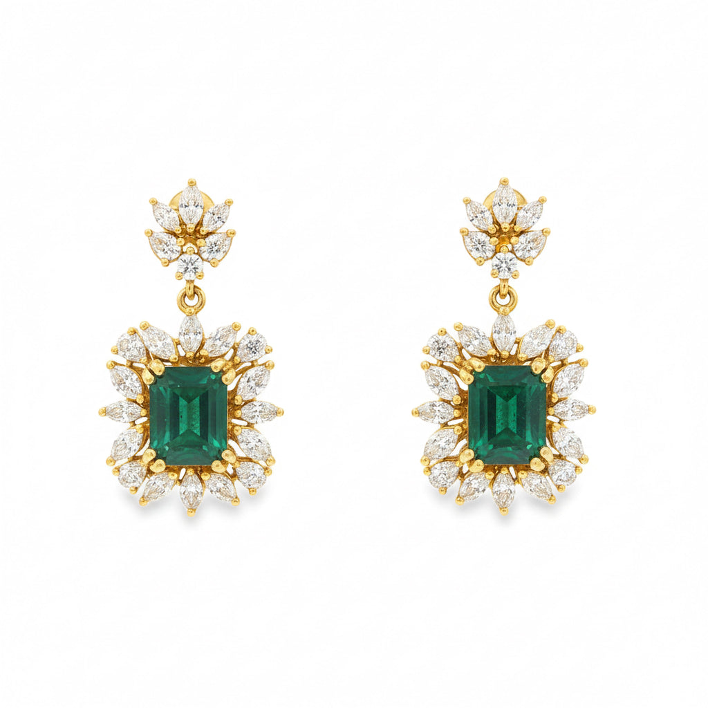 3ct Green Emerald Drop Earrings