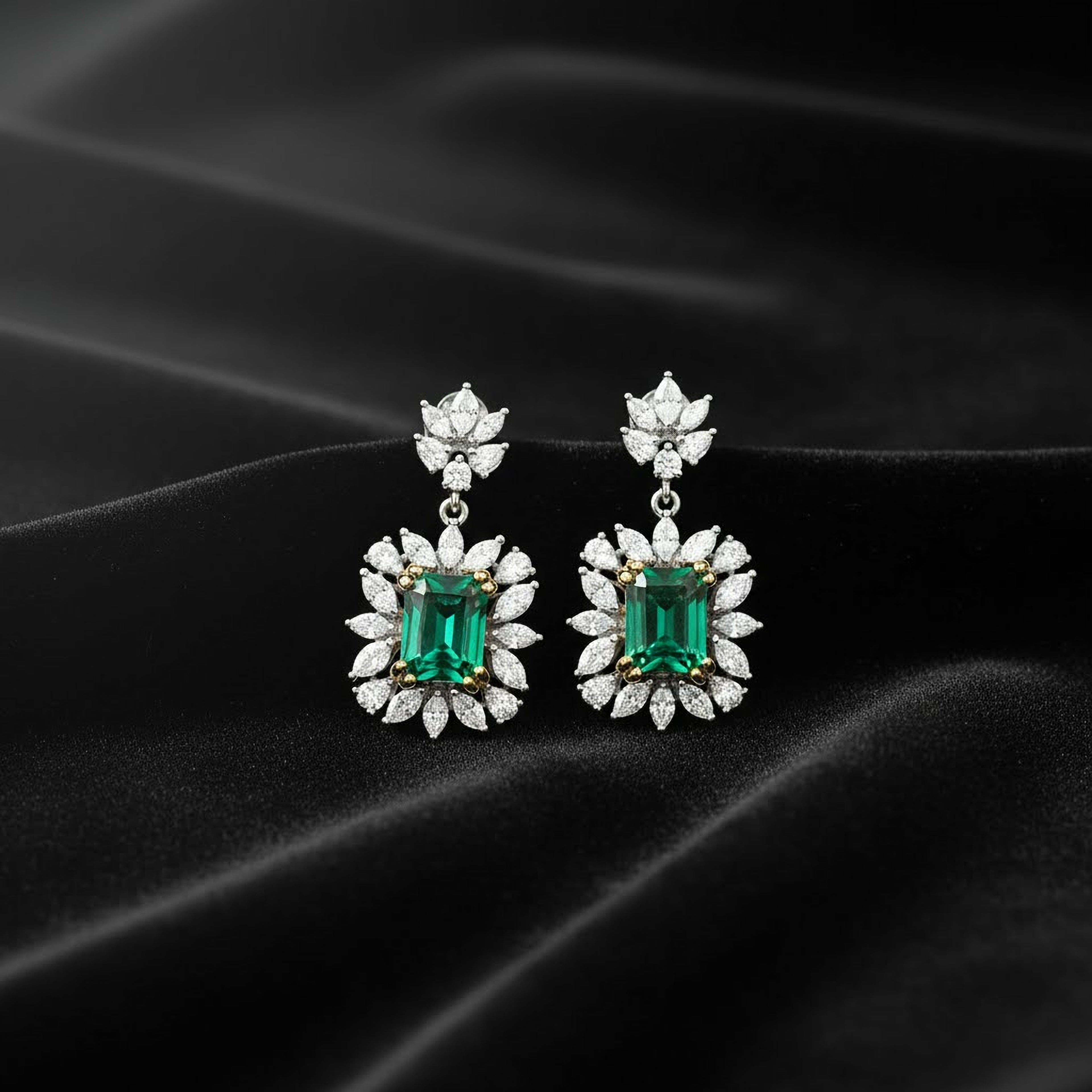 3ct Green Emerald Drop Earrings