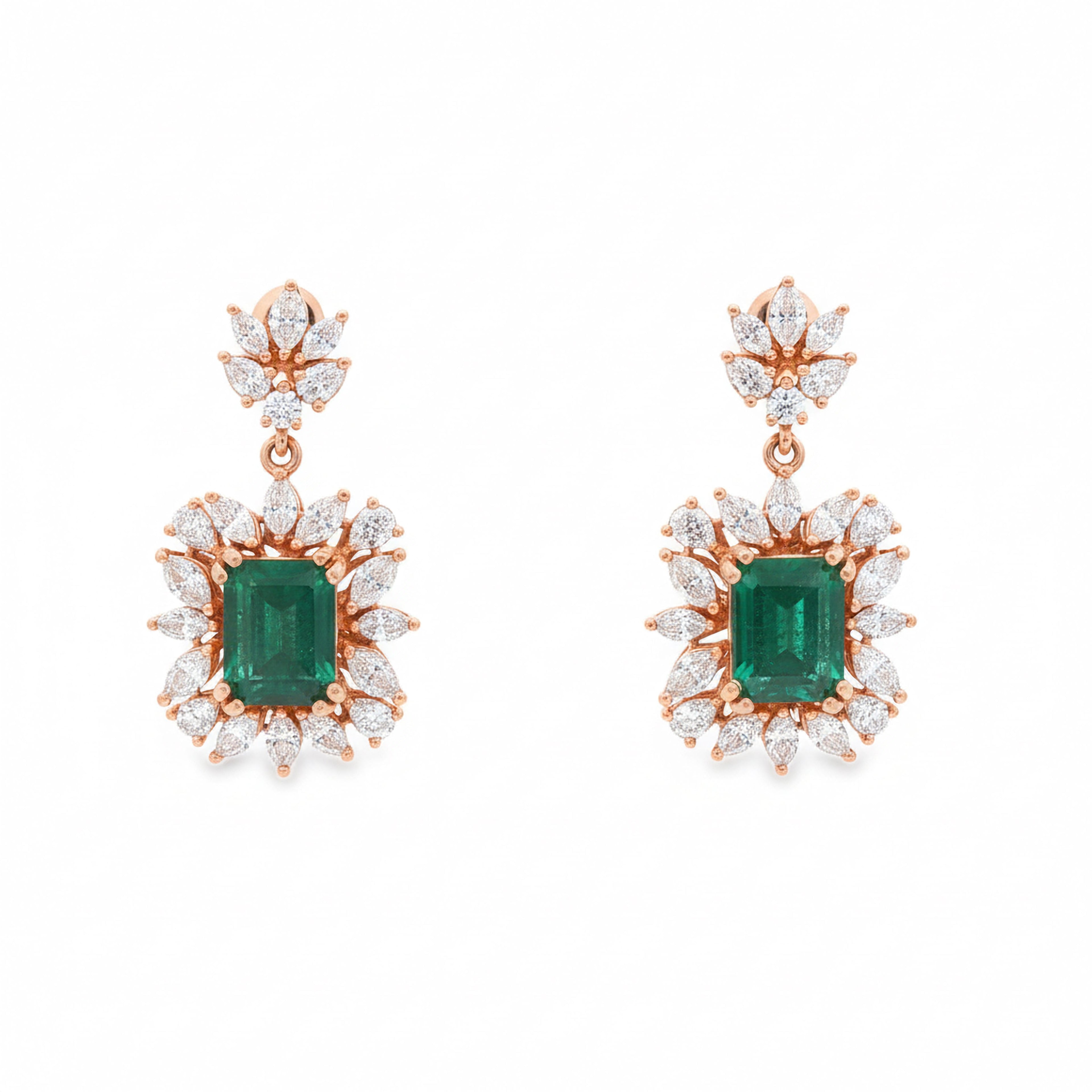 3ct Green Emerald Drop Earrings