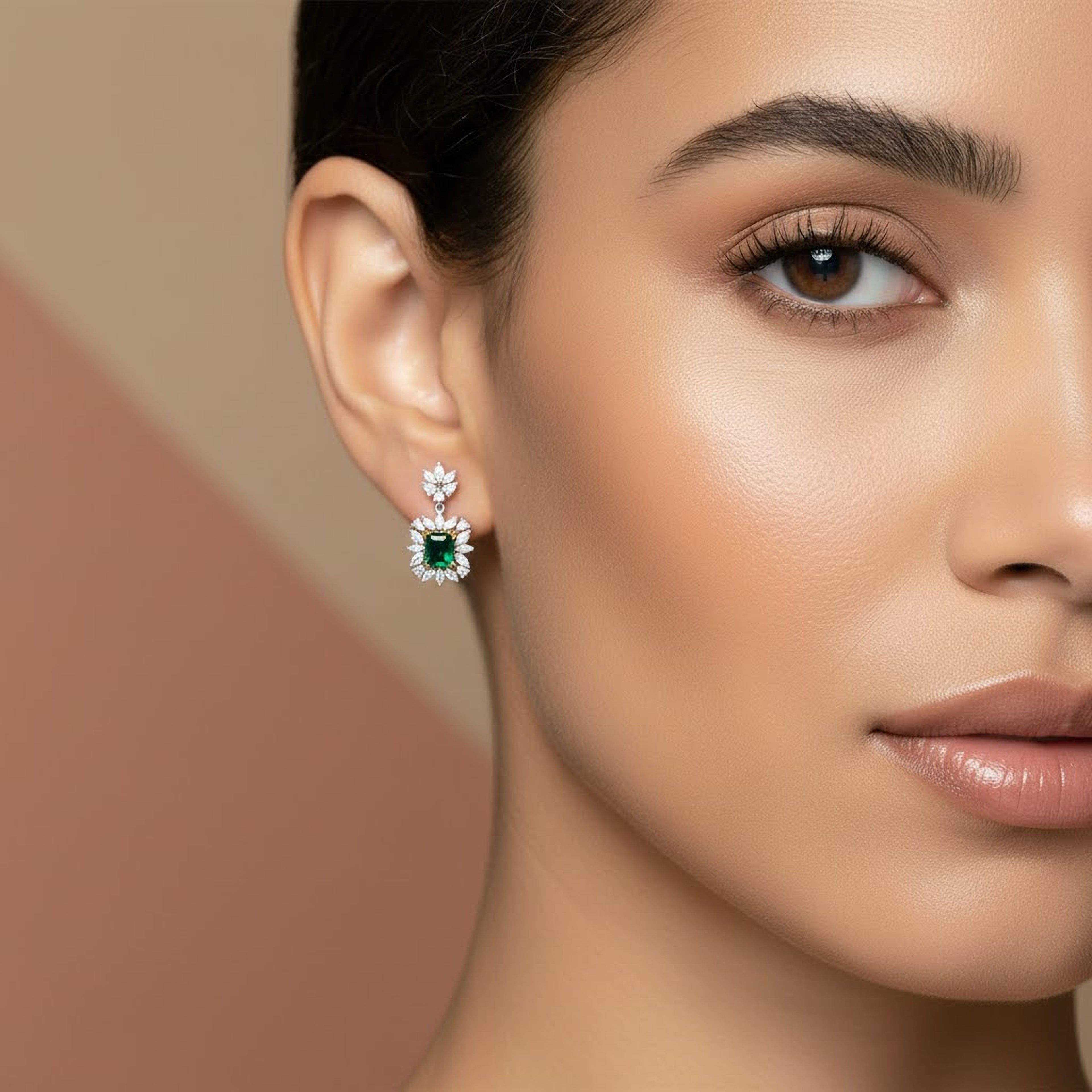 3ct Green Emerald Drop Earrings