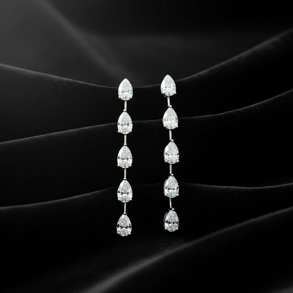Pear Line Drop Earrings