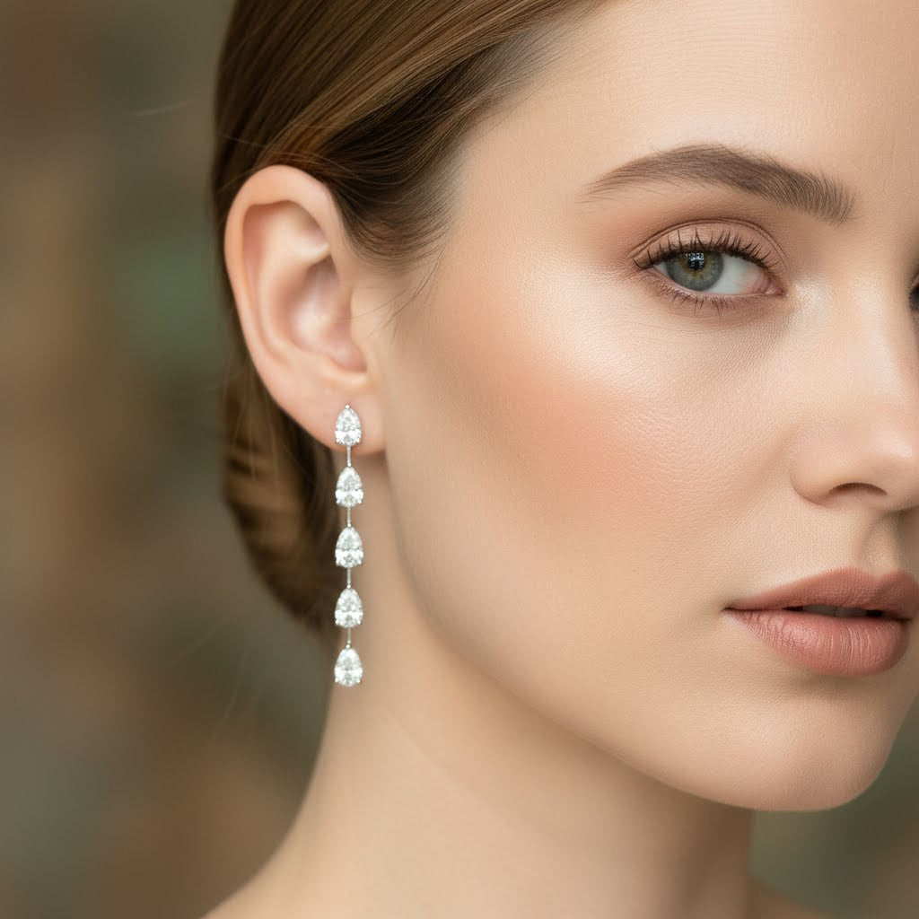 Pear Line Drop Earrings