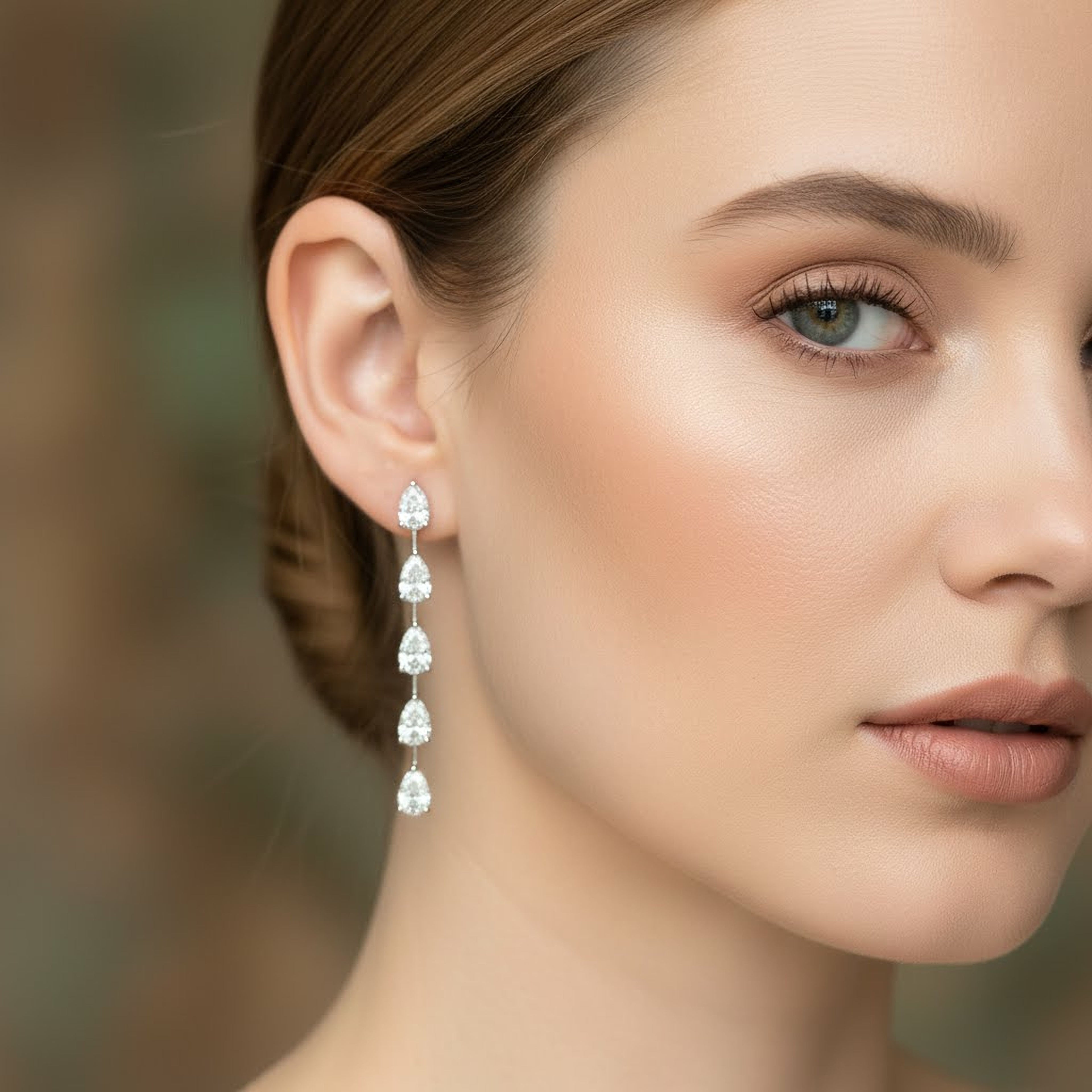 Pear Line Drop Earrings