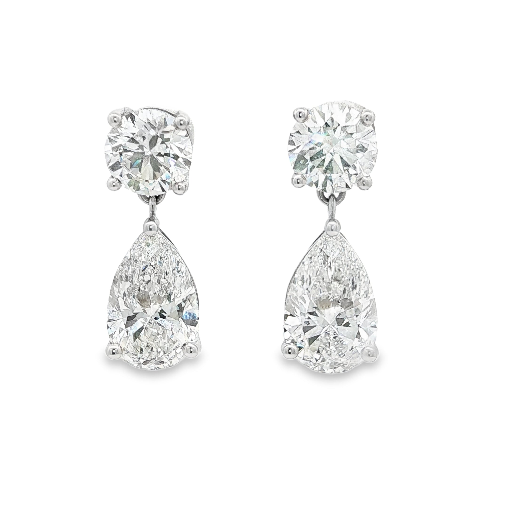 2ct Round x 4ct Pear Earrings