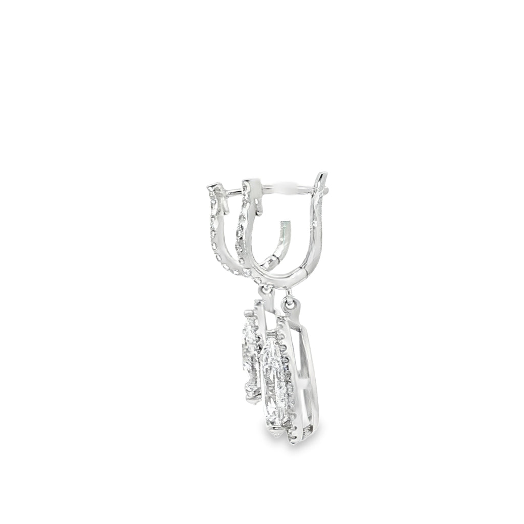 2ct Pear Halo Drop Earrings