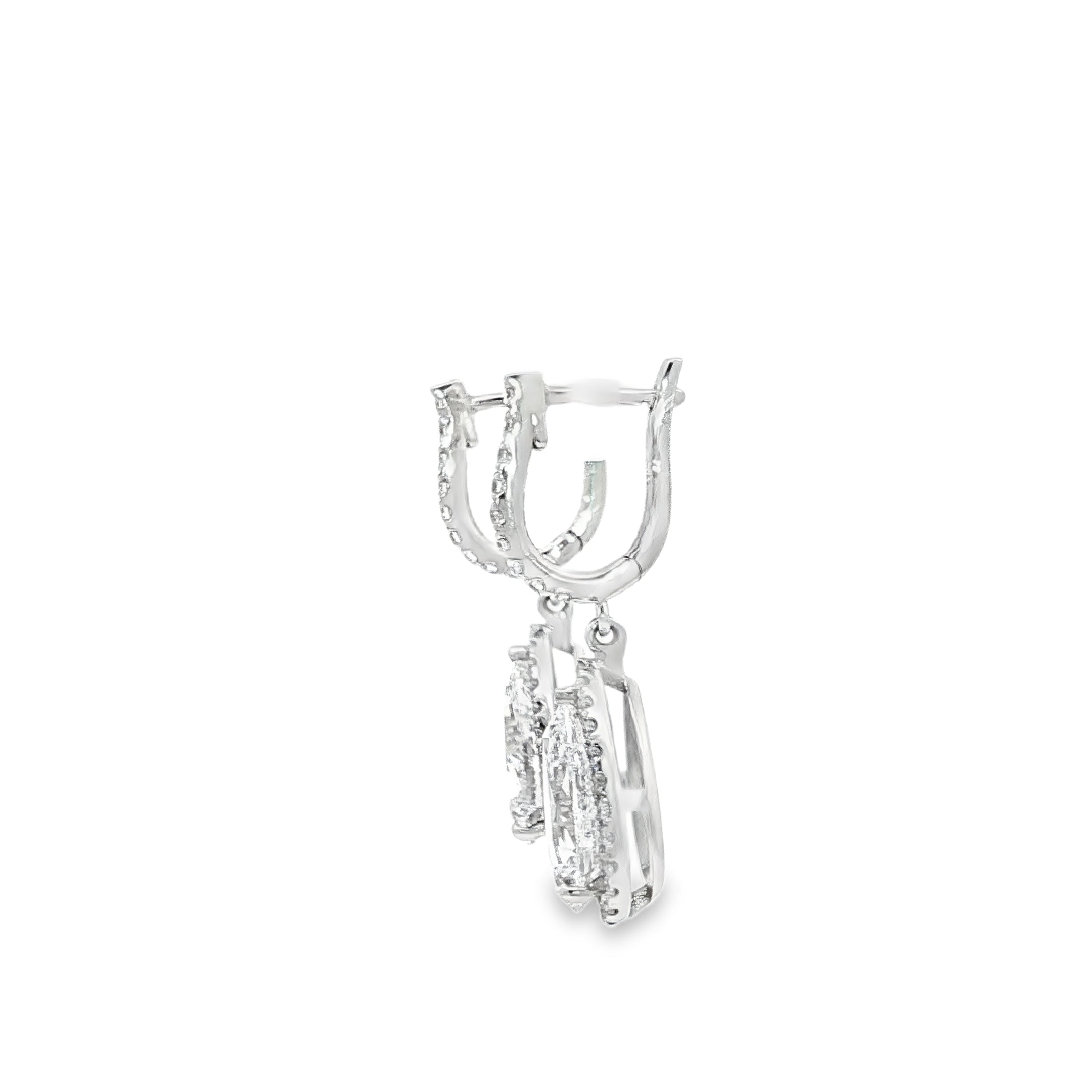 2ct Pear Halo Drop Earrings
