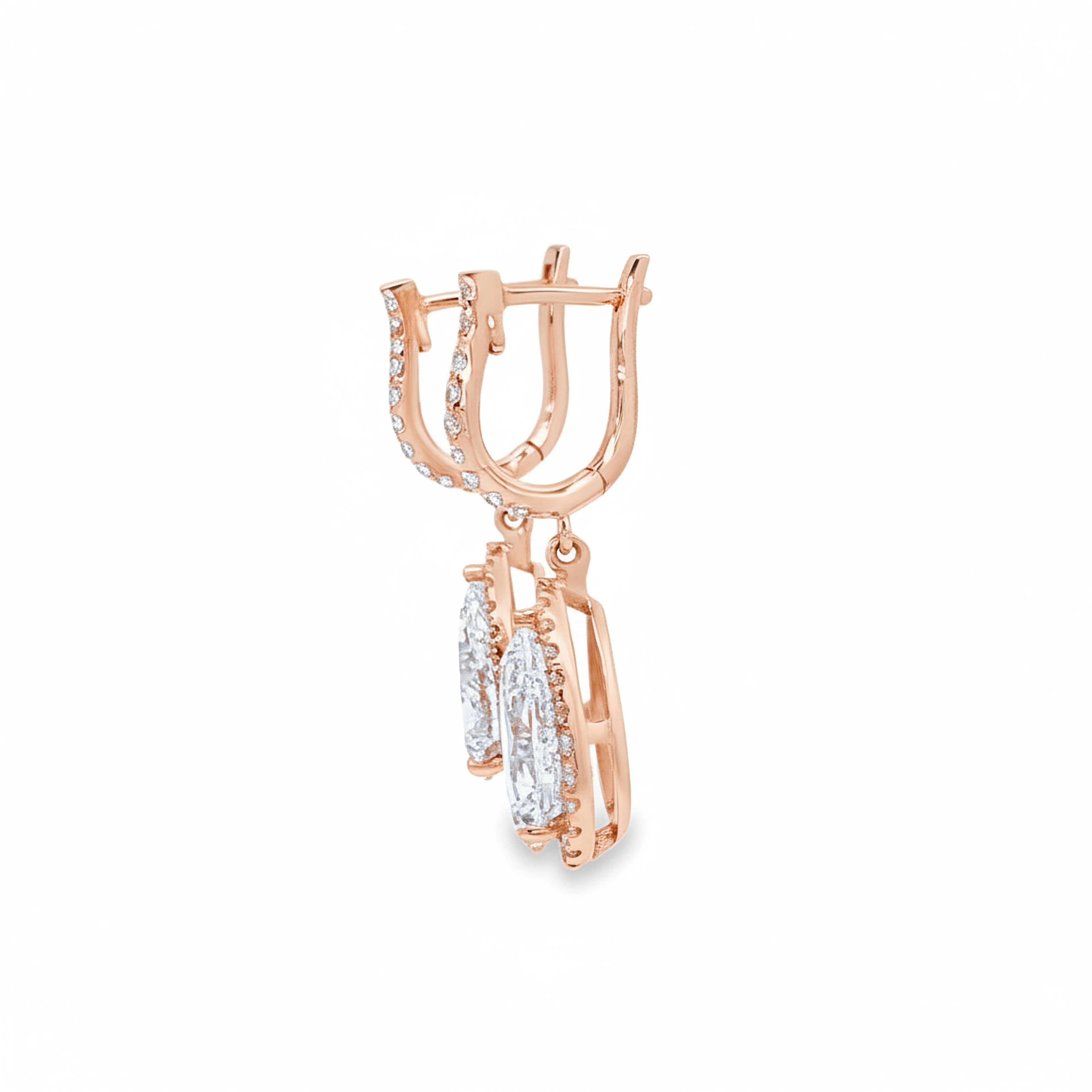 2ct Pear Halo Drop Earrings