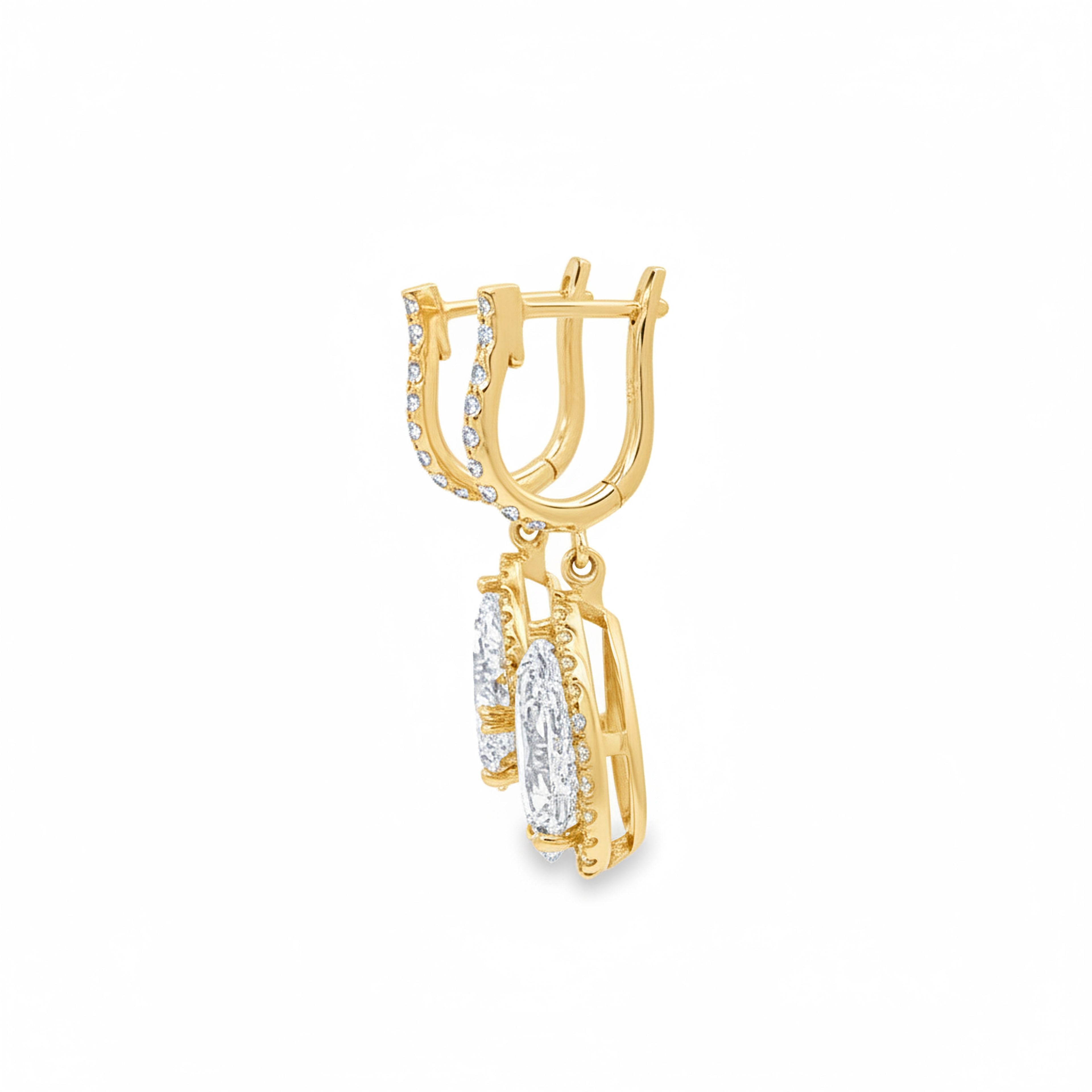 2ct Pear Halo Drop Earrings