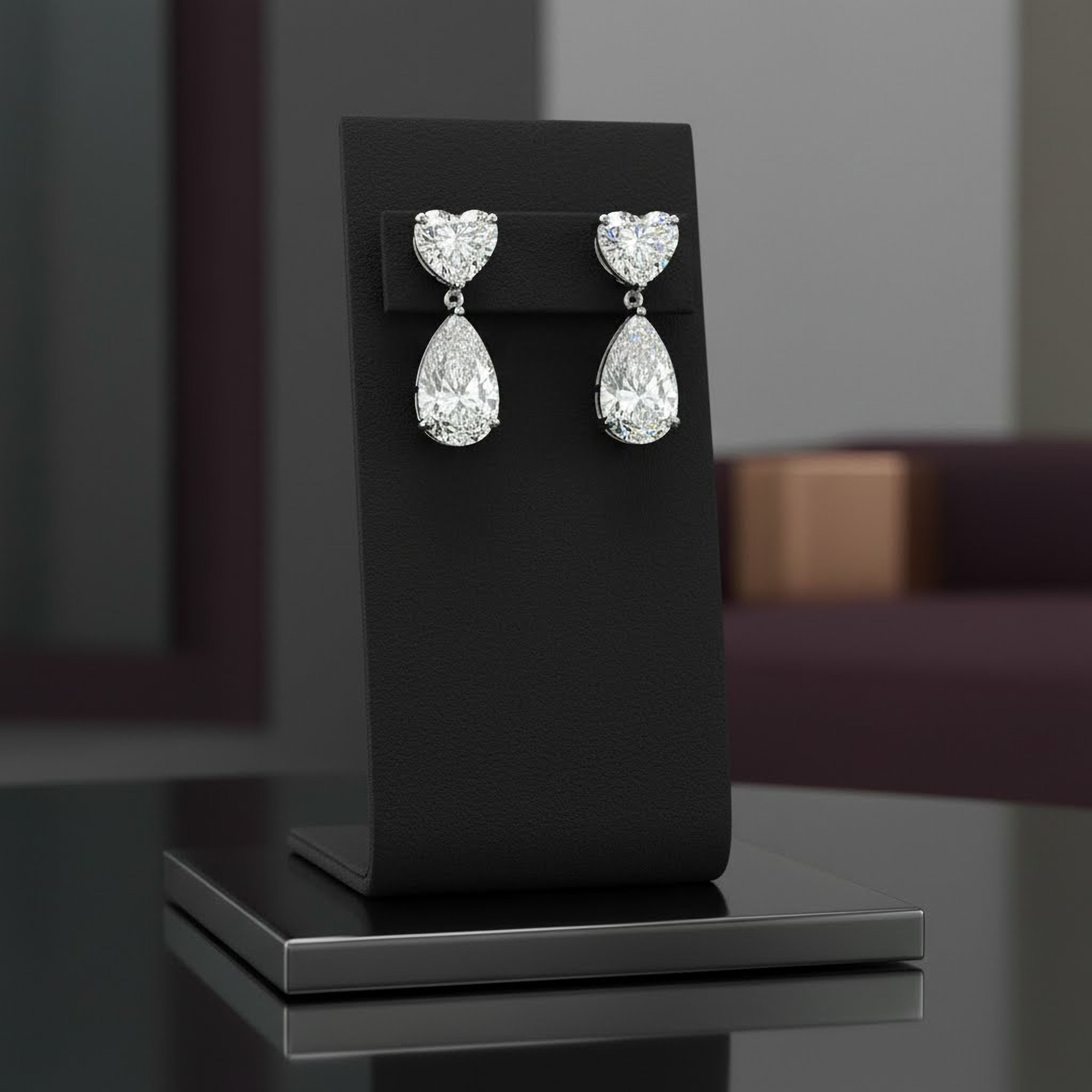 1ct Heart x 4ct Pear Drop Earrings