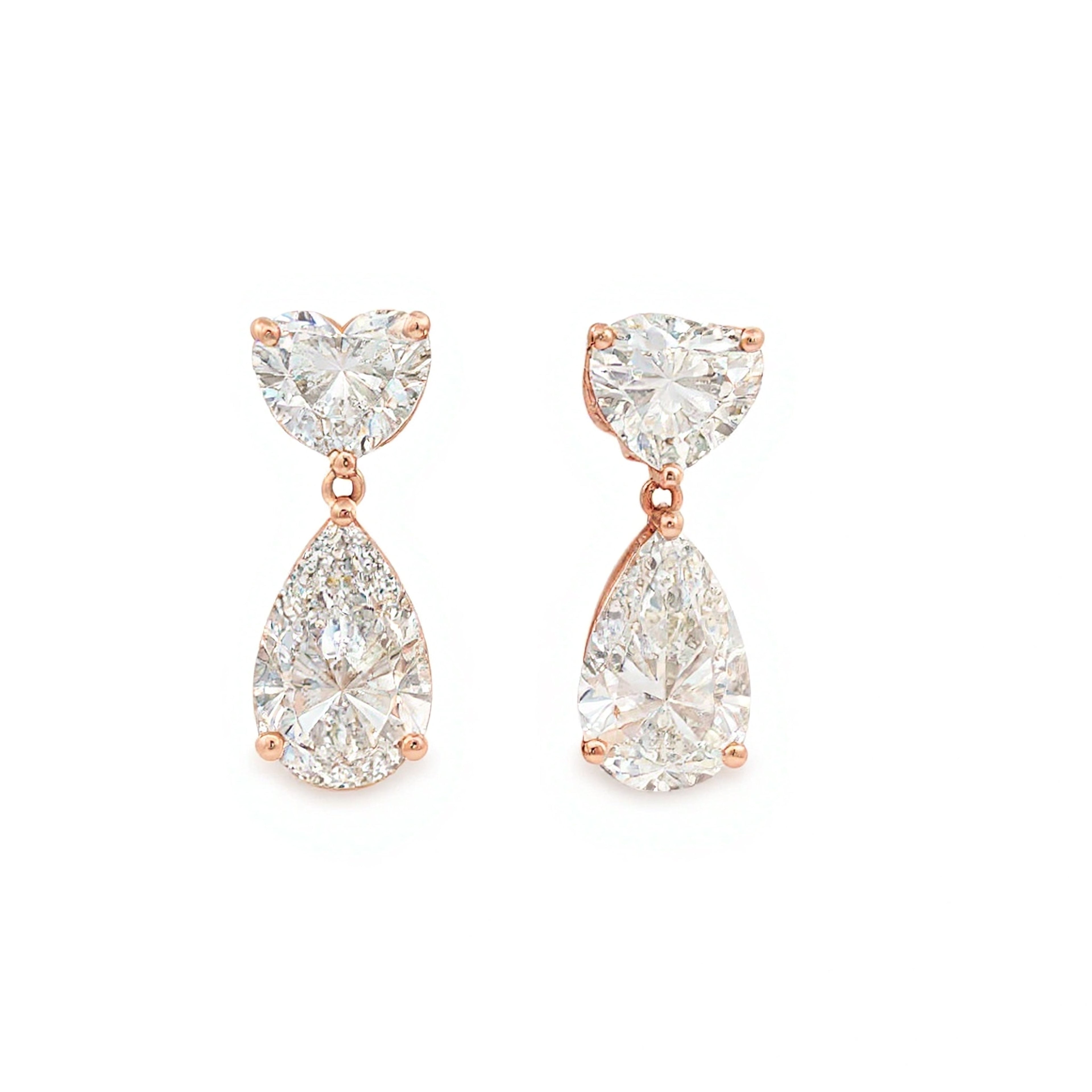 1ct Heart x 4ct Pear Drop Earrings