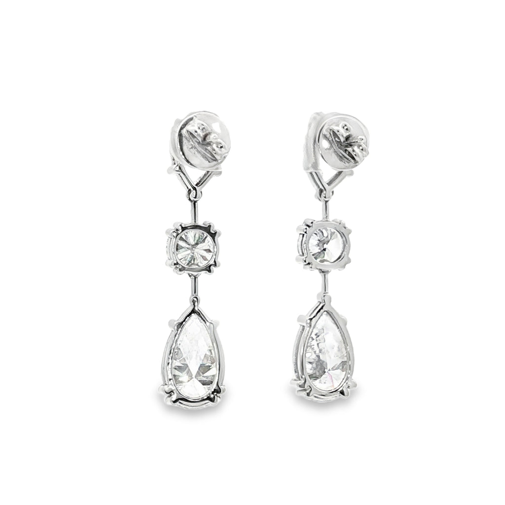 2ct Pear x 1ct Round x 3ct Pear Earrings