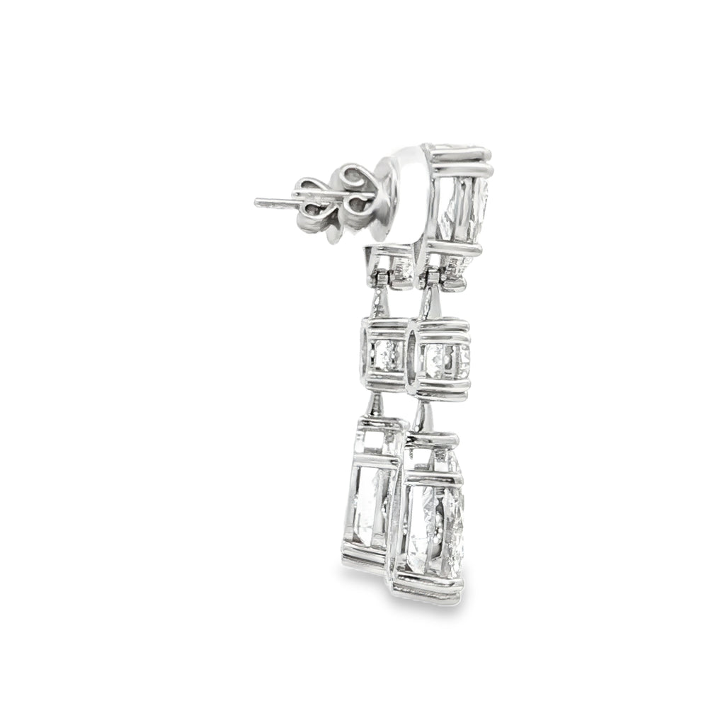 2ct Pear x 1ct Round x 3ct Pear Earrings
