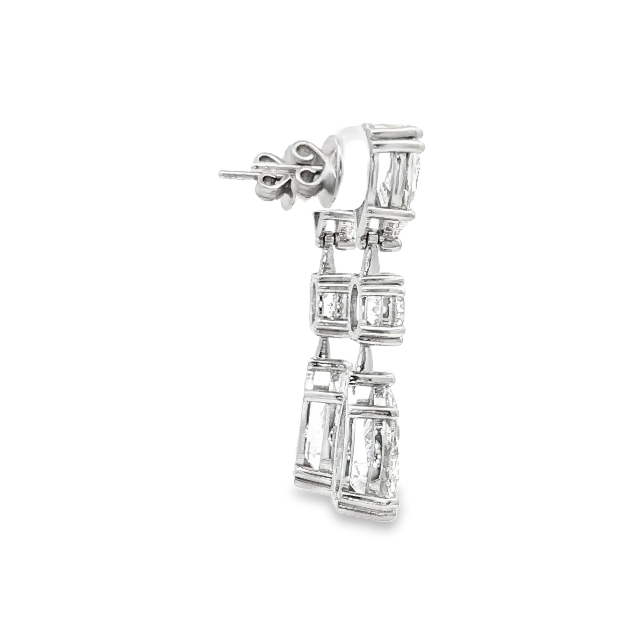 2ct Pear x 1ct Round x 3ct Pear Earrings