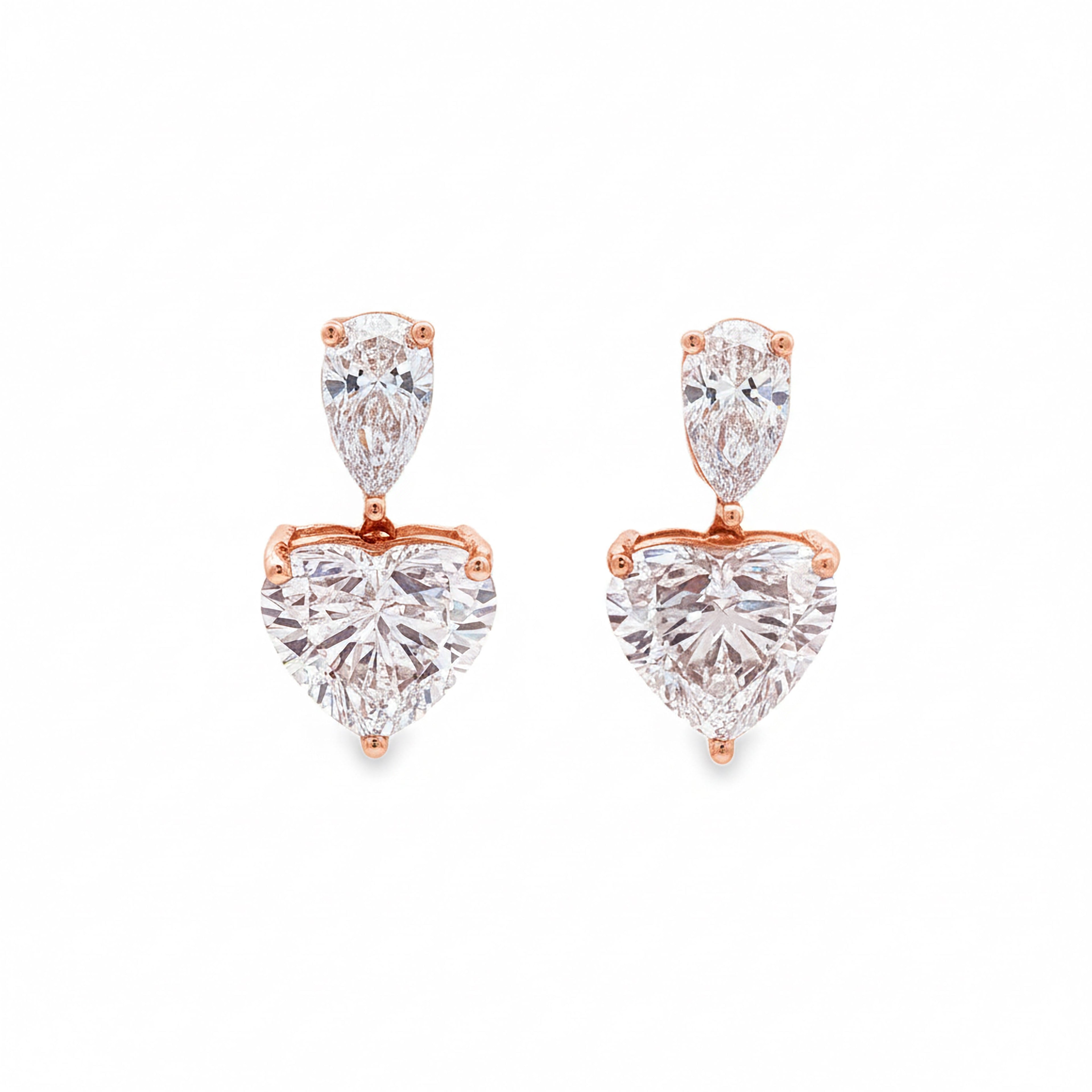 1ct Pear x 4ct Heart Earrings