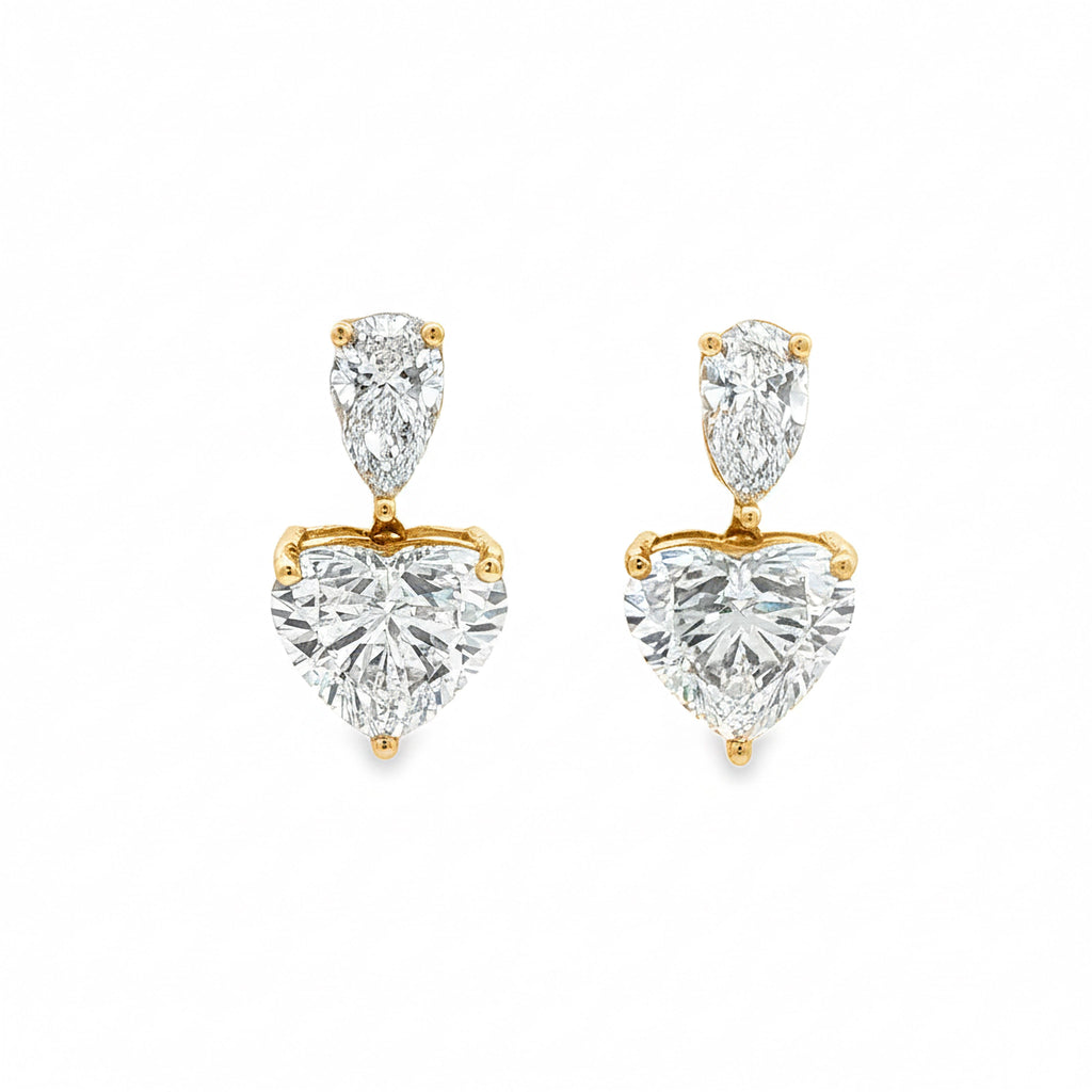 1ct Pear x 4ct Heart Earrings