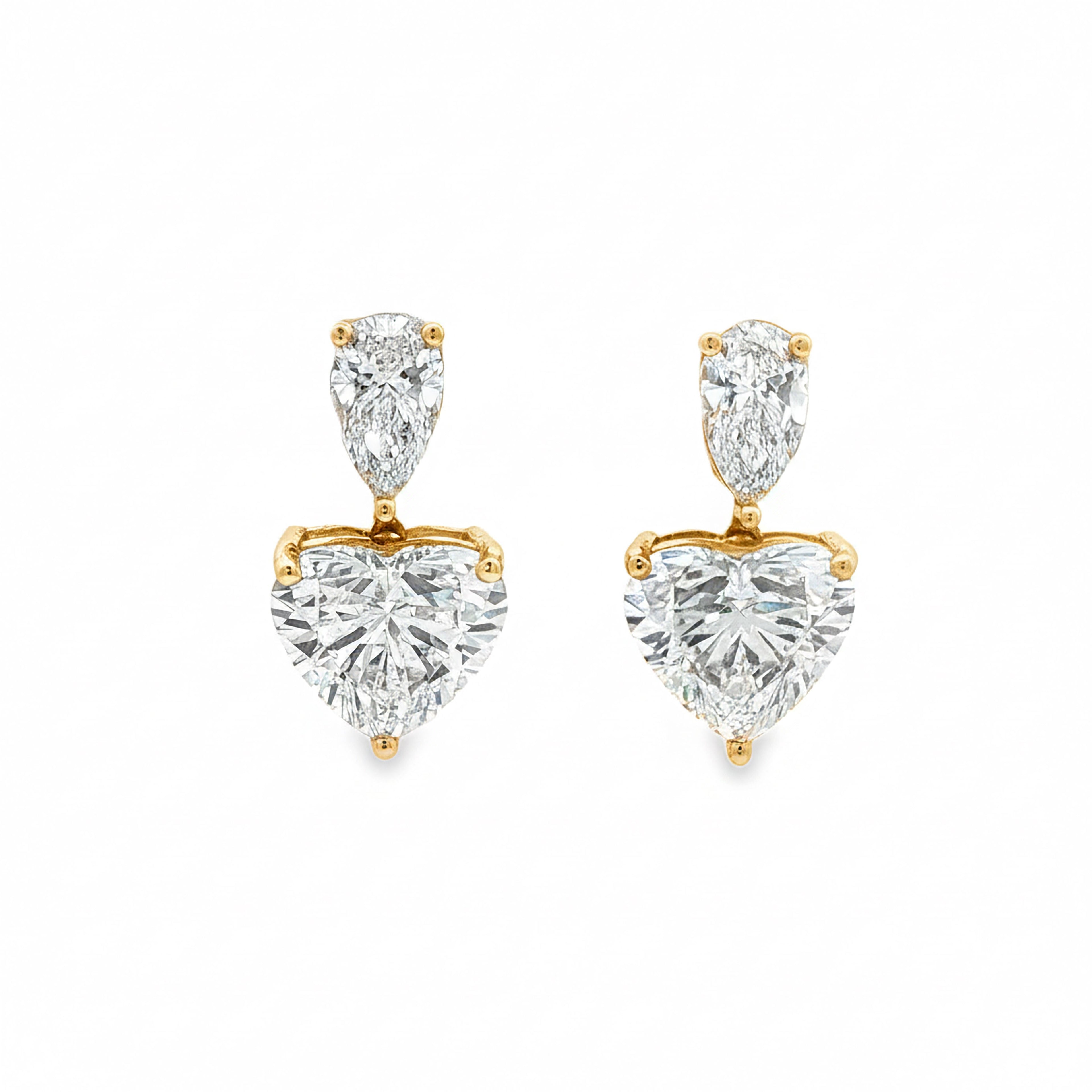 1ct Pear x 4ct Heart Earrings