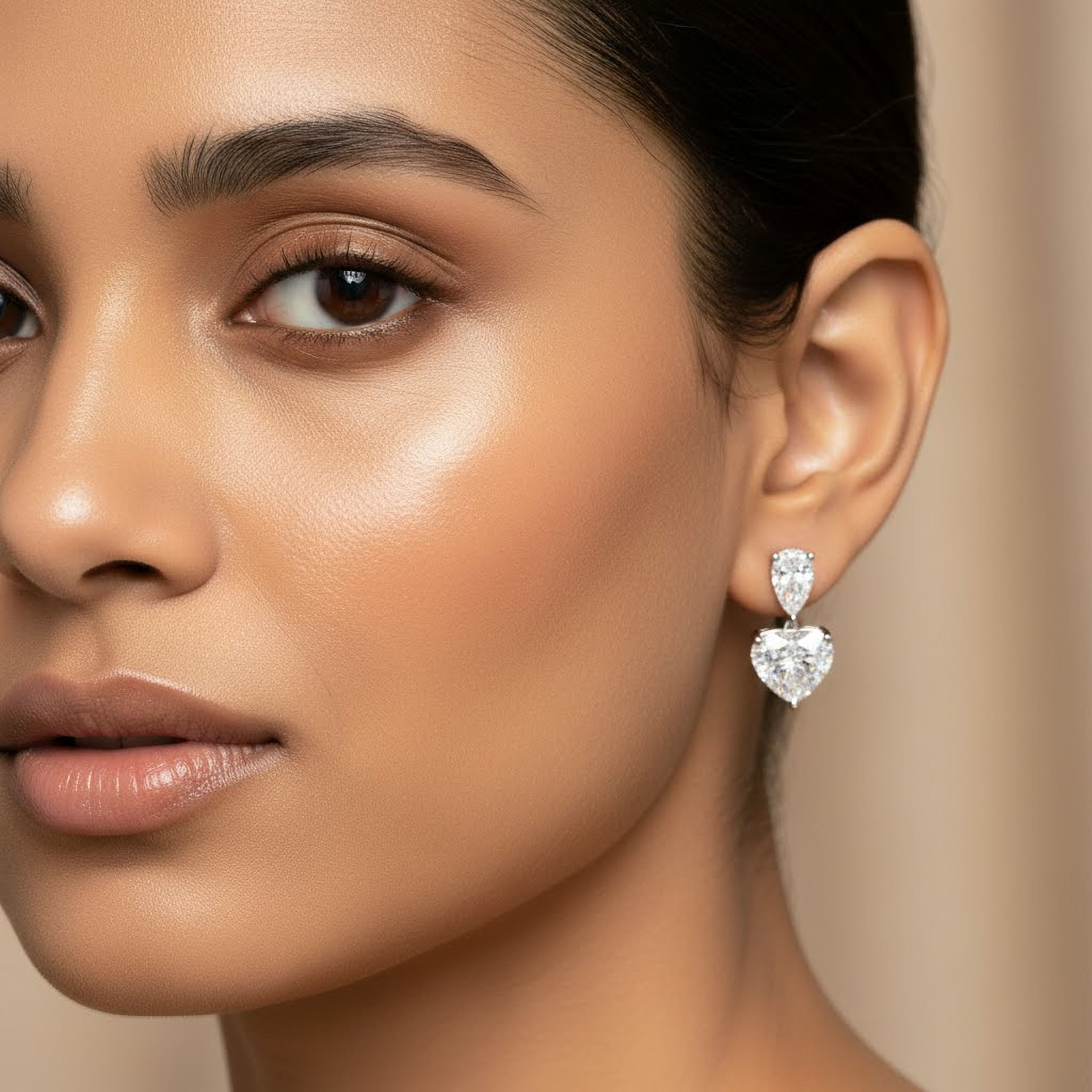 1ct Pear x 4ct Heart Earrings