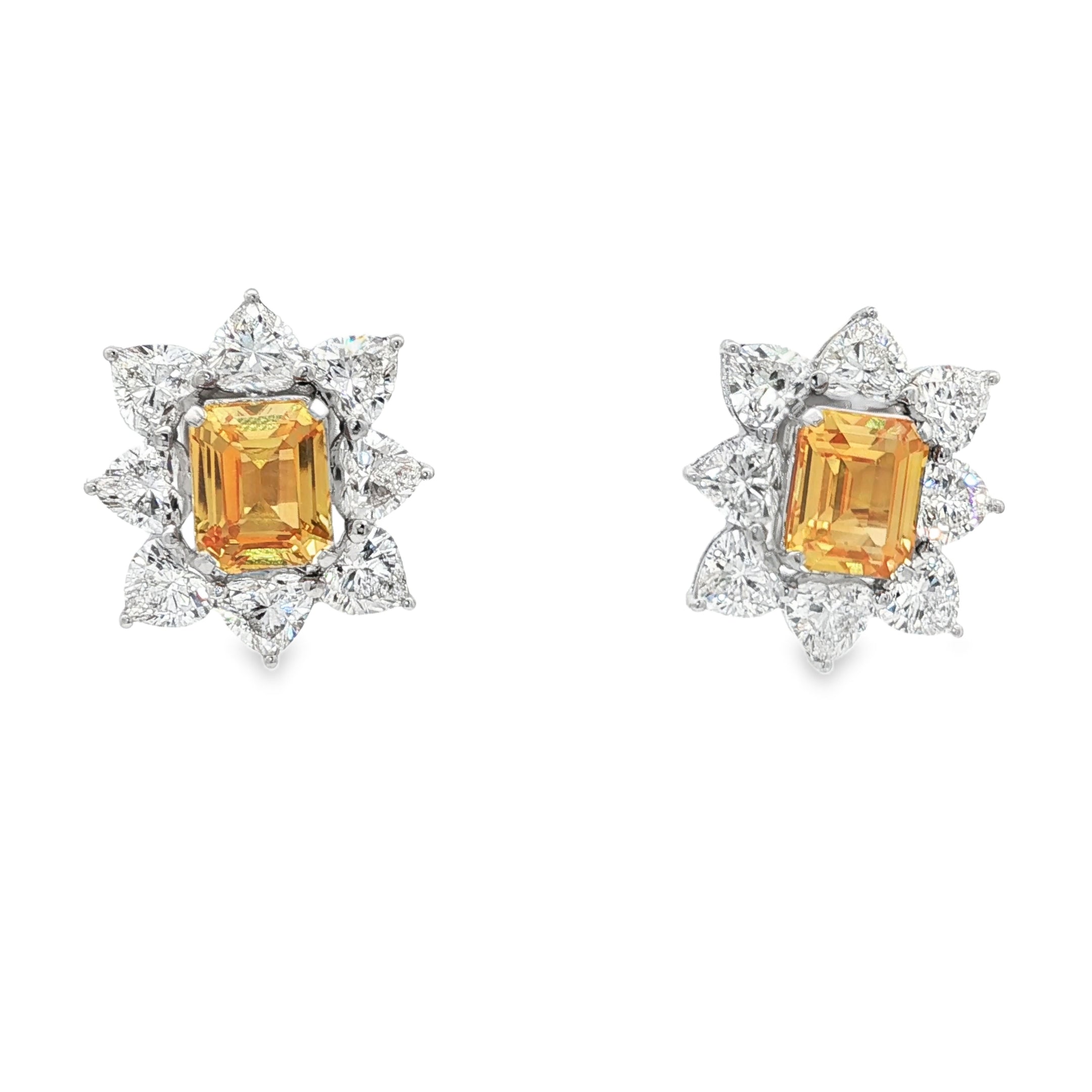 Yellow 4.65ct Cushion  Sun Earrings