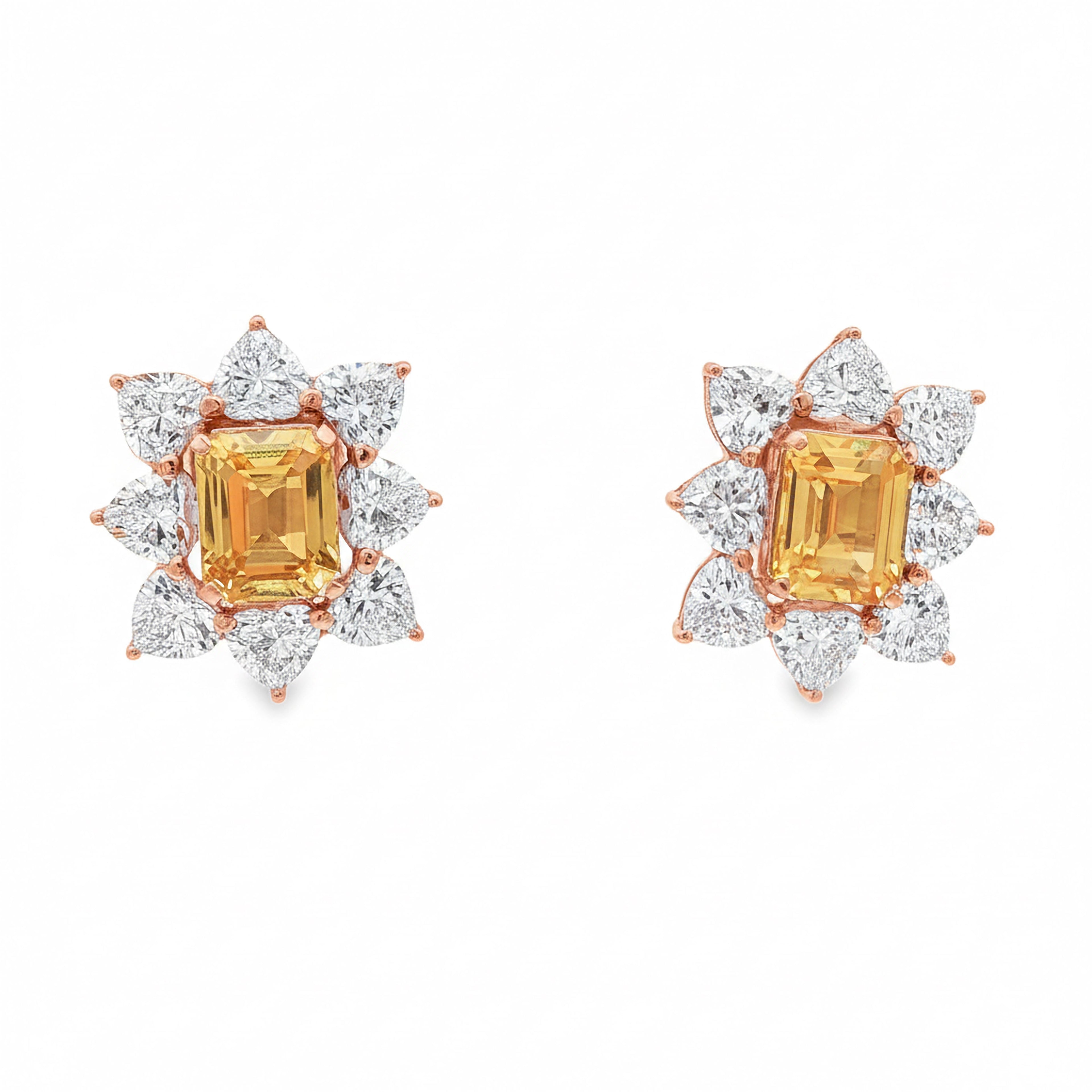 Yellow 4.65ct Cushion  Sun Earrings