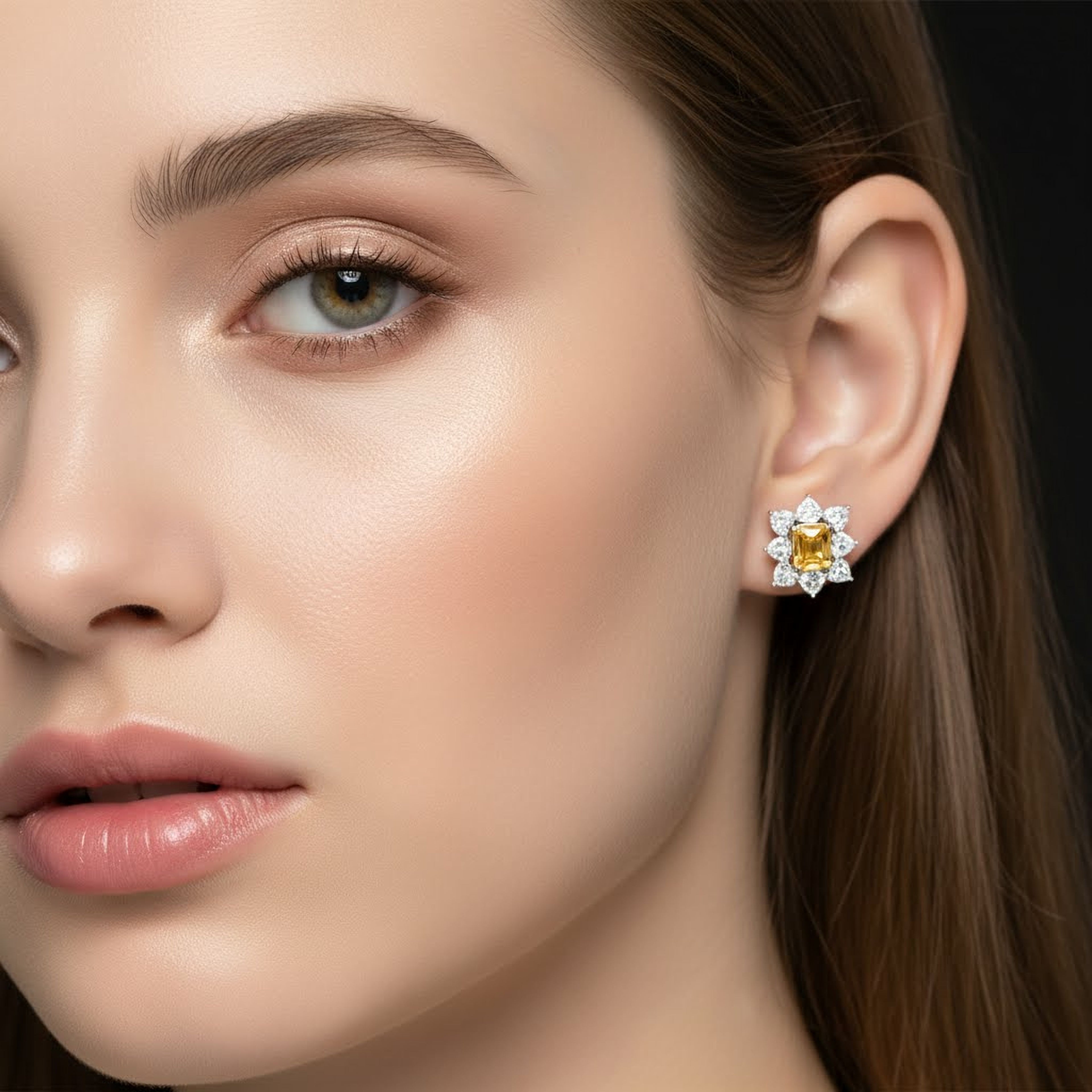 Yellow 4.65ct Cushion  Sun Earrings