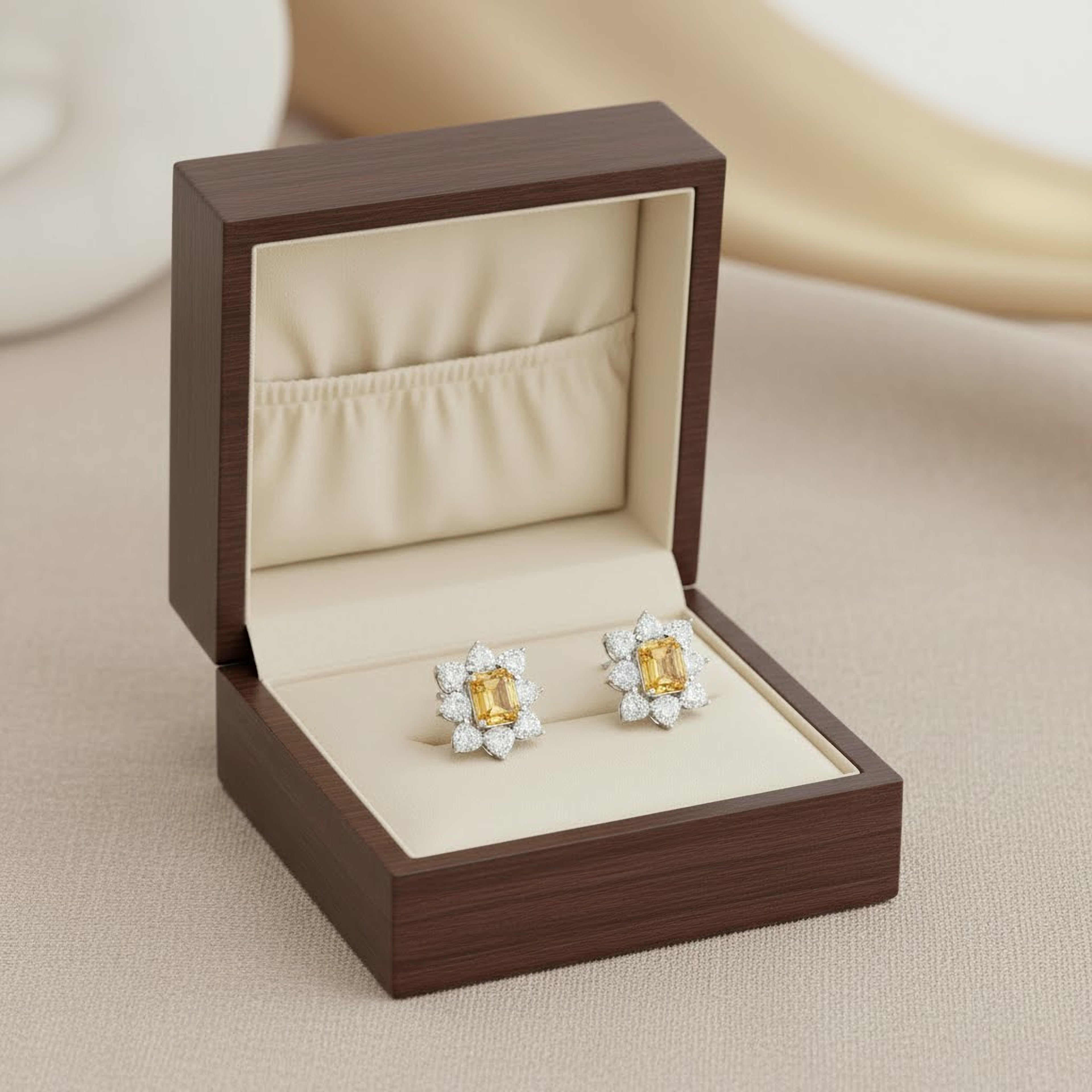 Yellow 4.65ct Cushion  Sun Earrings