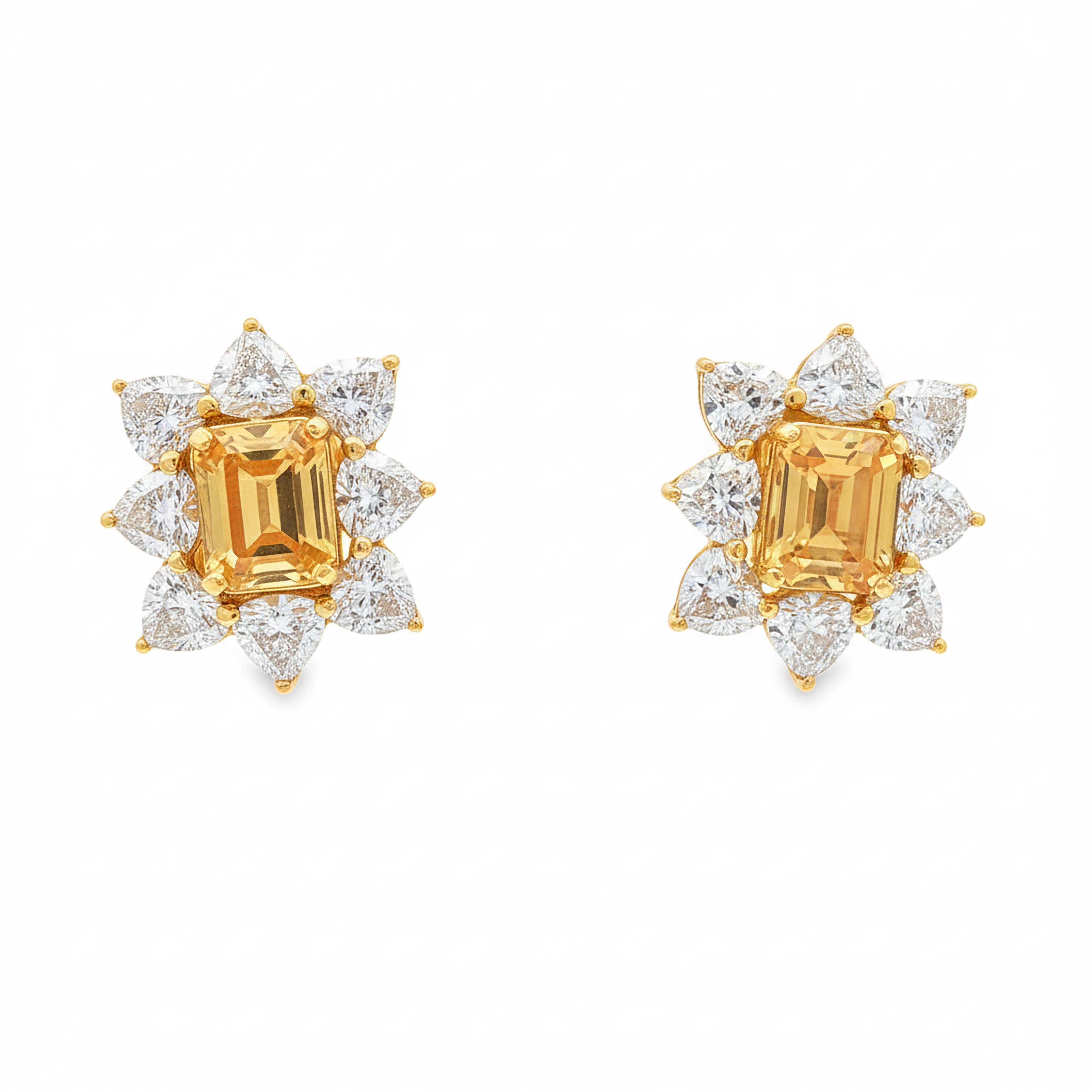 Yellow 4.65ct Cushion  Sun Earrings
