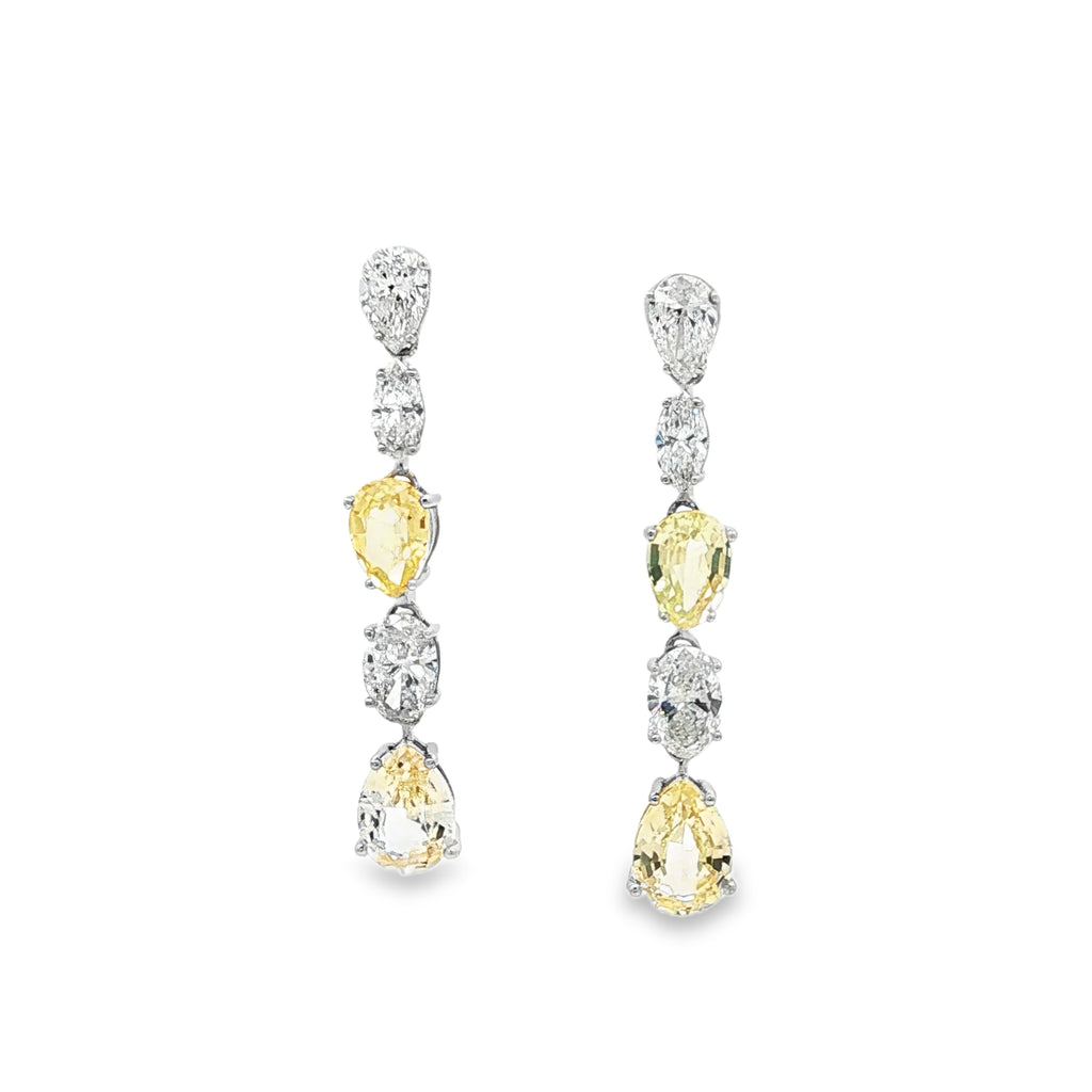 White x Yellow Pear  Drop Earrings
