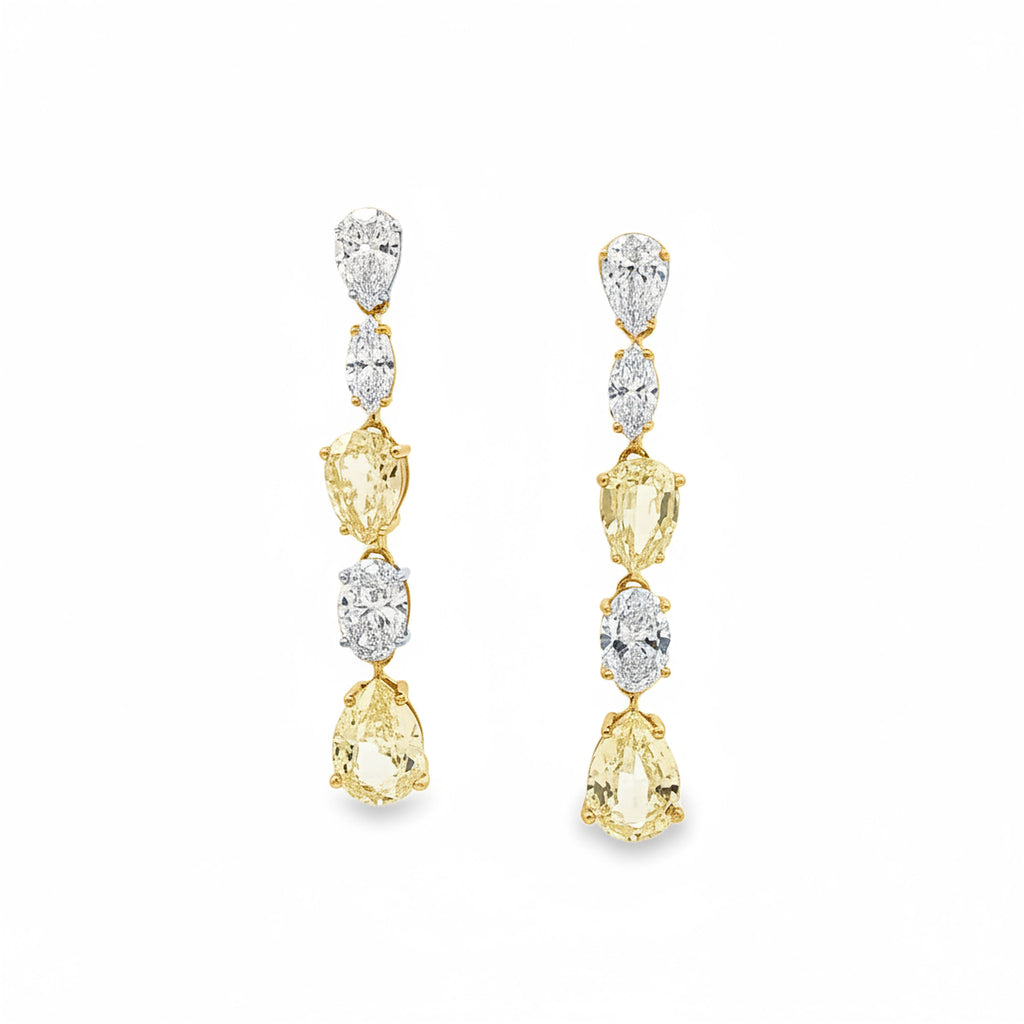 White x Yellow Pear  Drop Earrings