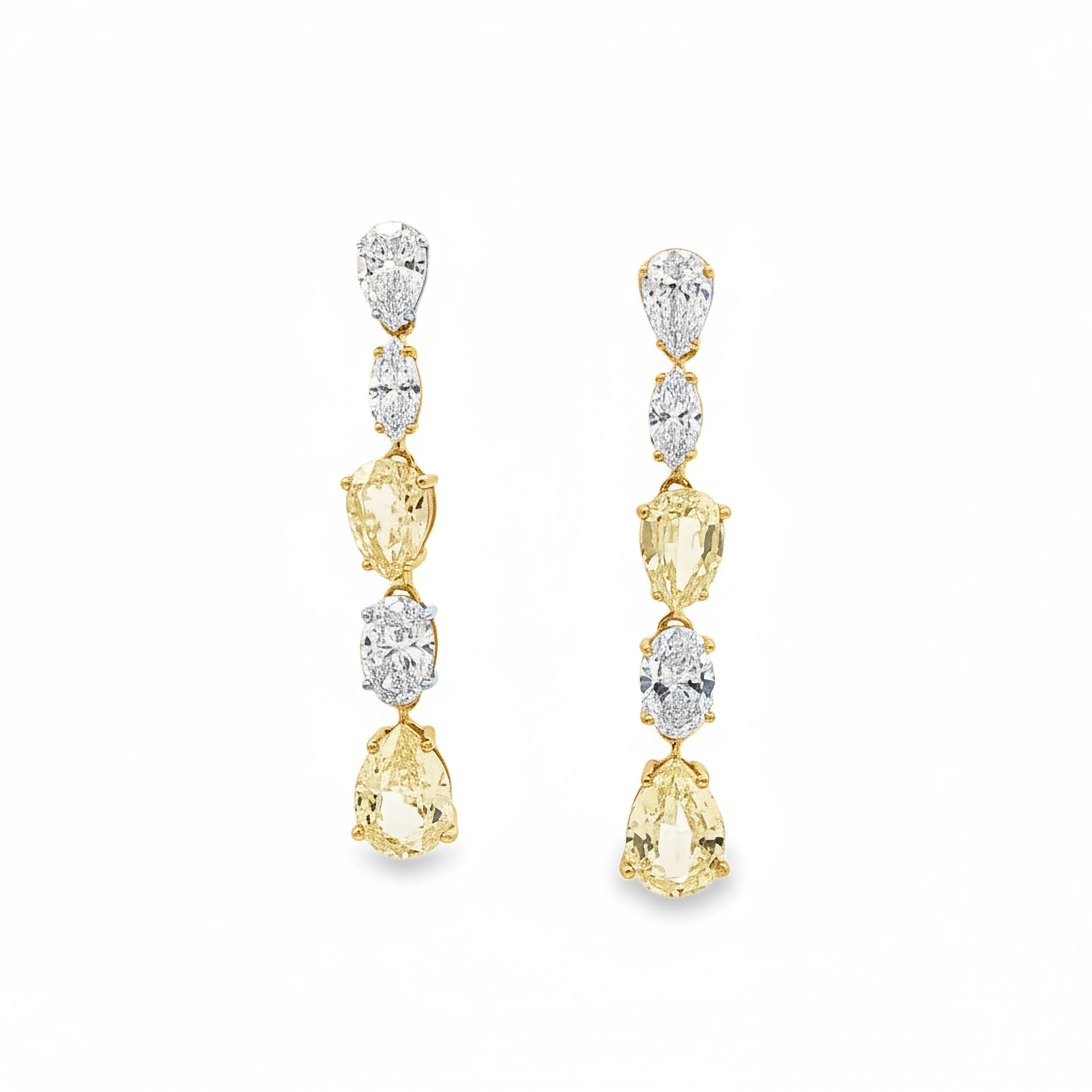White x Yellow Pear  Drop Earrings