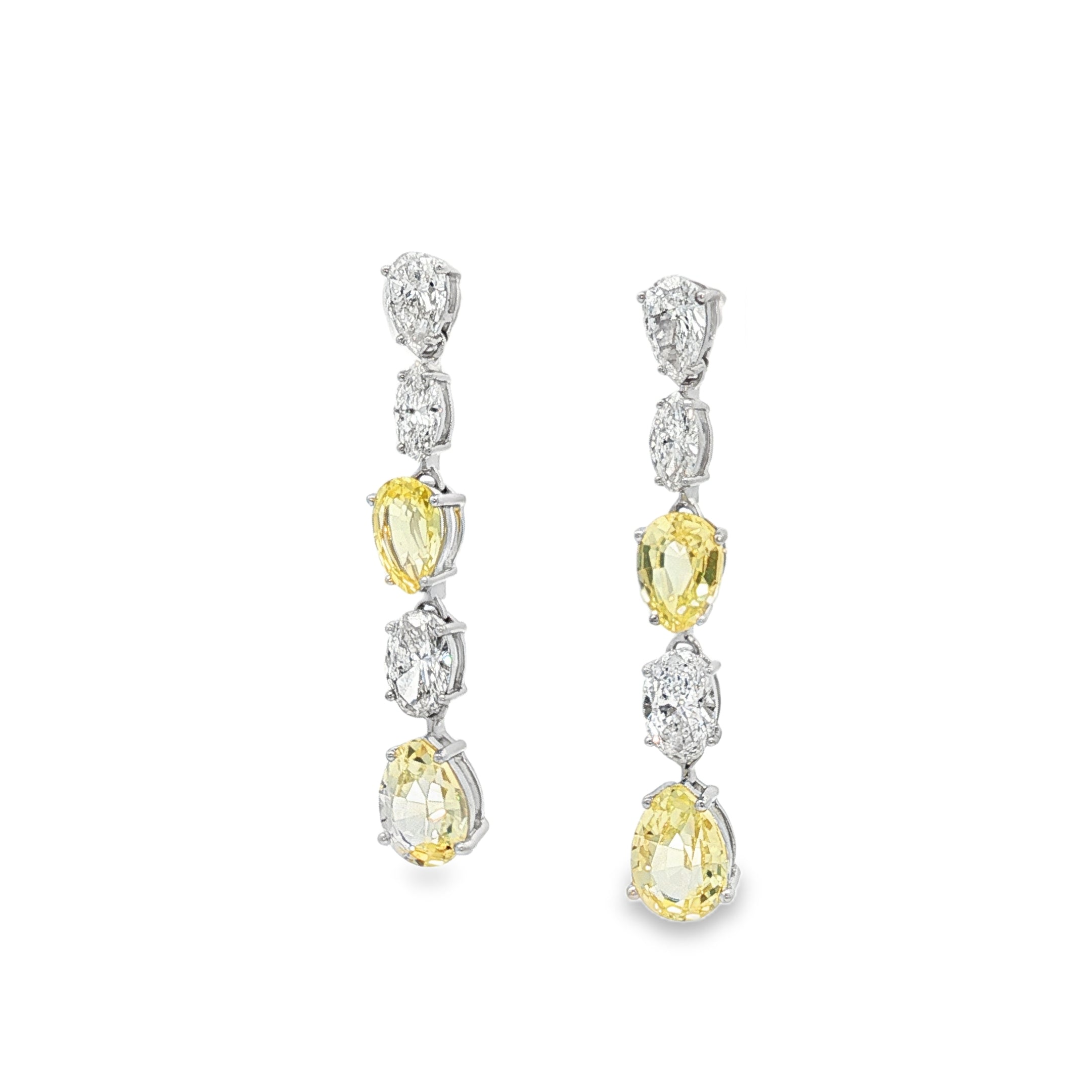 White x Yellow Pear  Drop Earrings