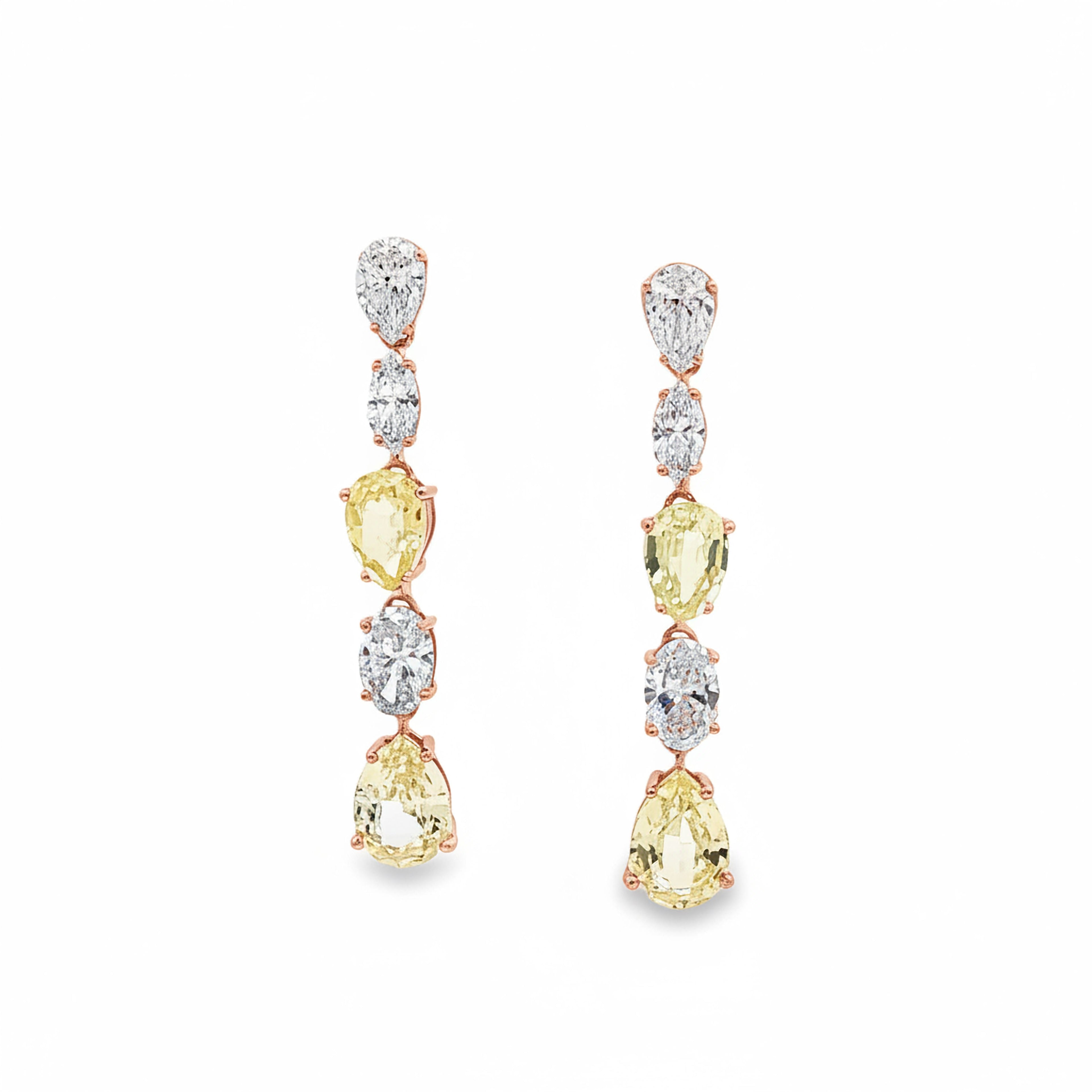 White x Yellow Pear  Drop Earrings