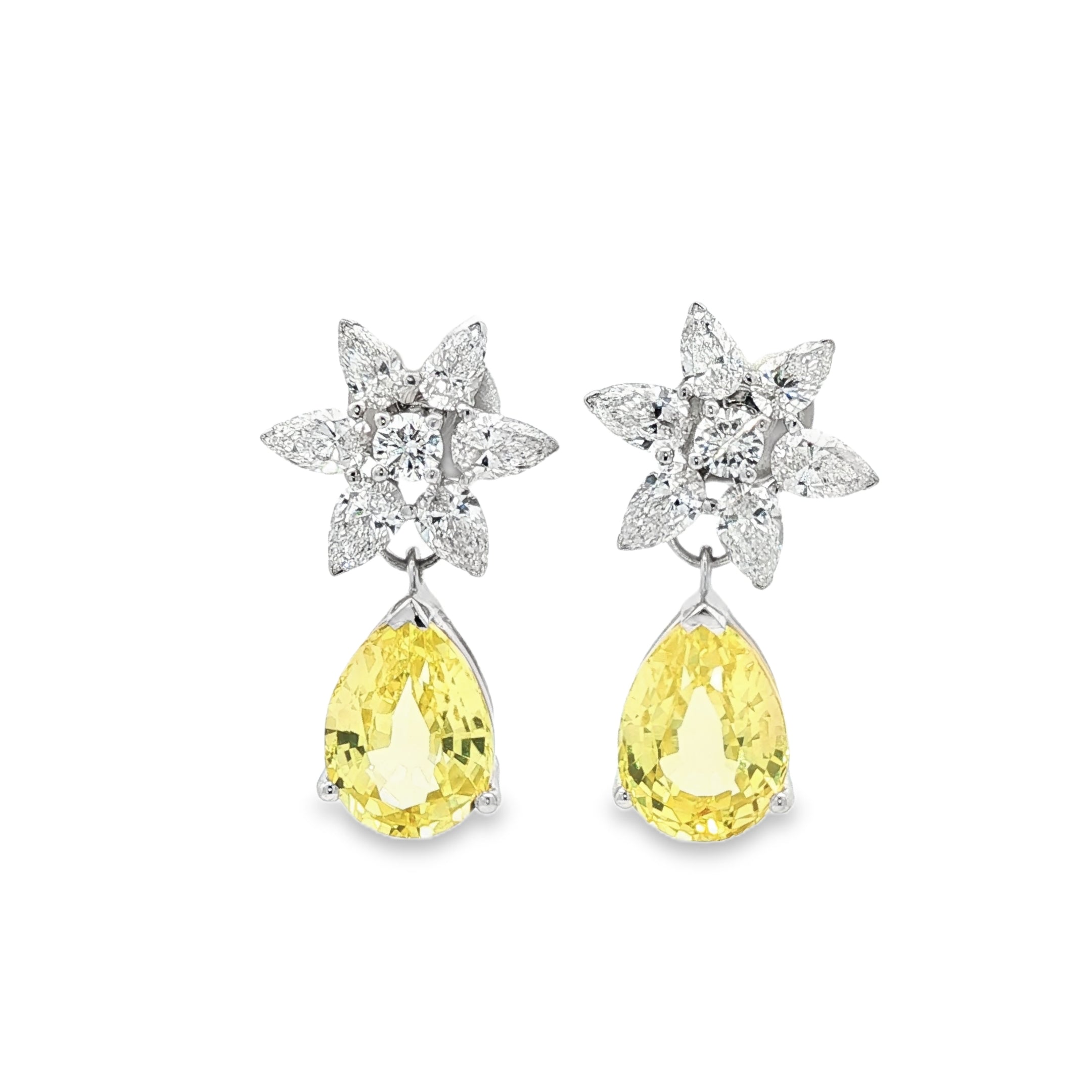 Flower x Yellow 5.5ct  Pear Earrings