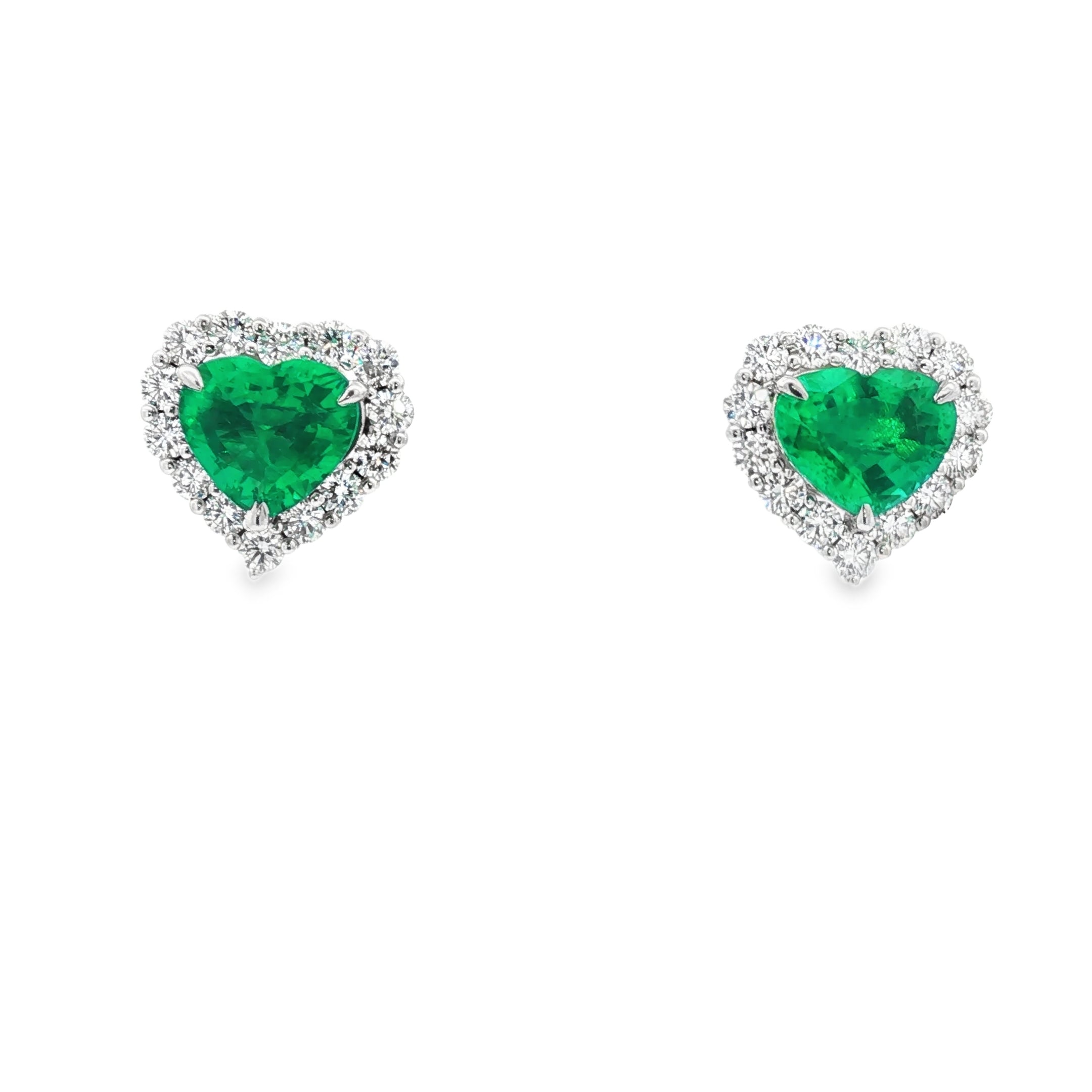 Emerald 3ct Heart  Halo Earrings