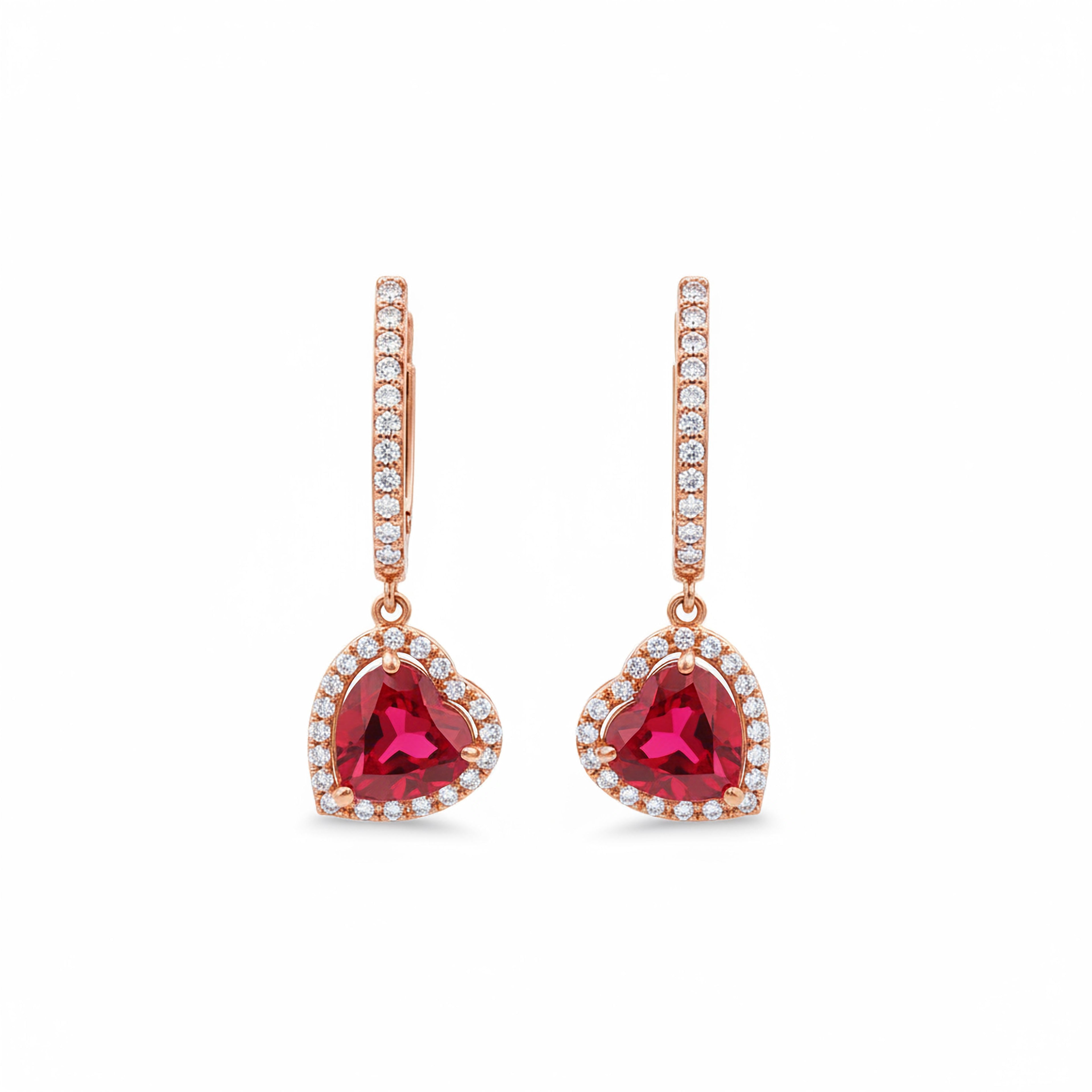 Ruby 6.97ct Heart  Dangling Earrings