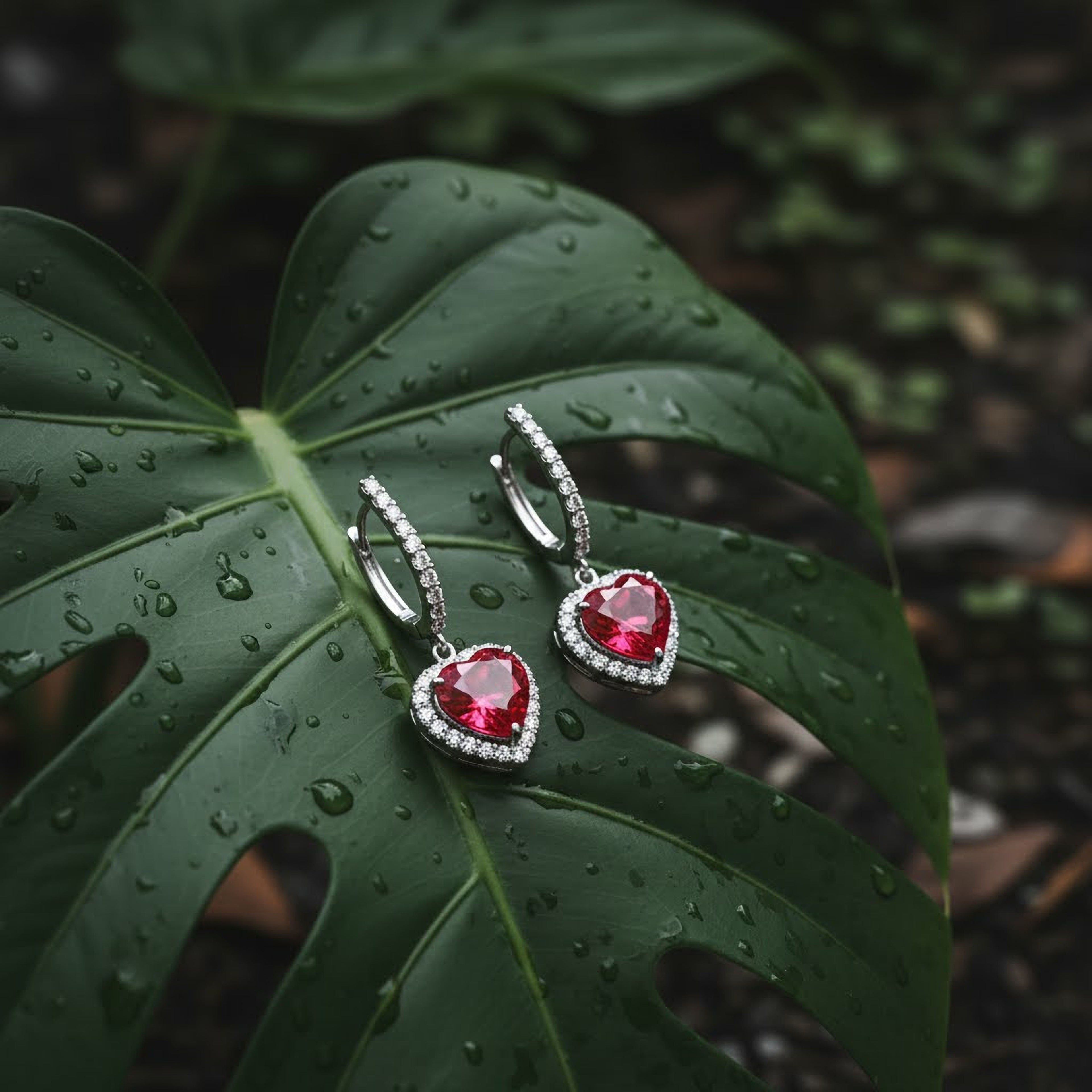 Ruby 6.97ct Heart  Dangling Earrings