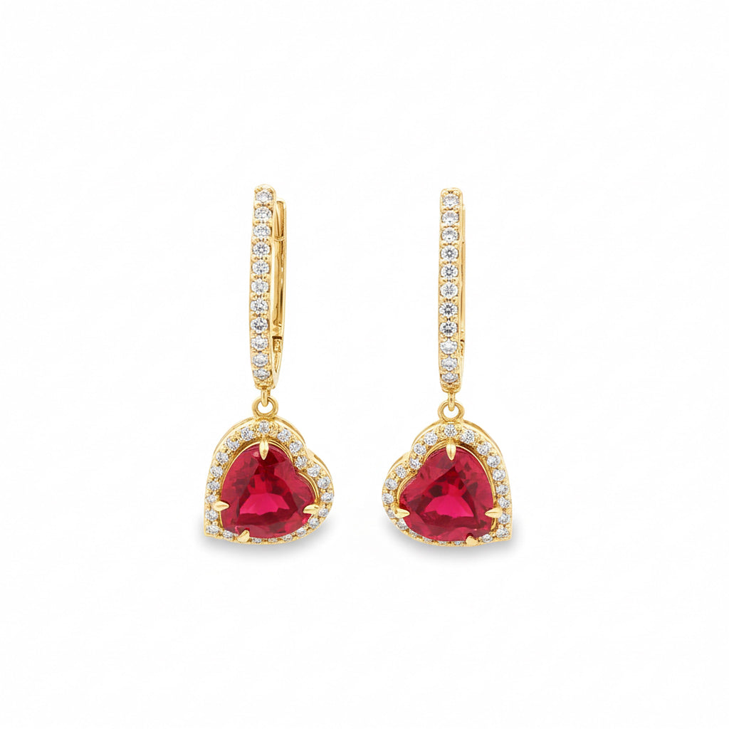 Ruby 6.97ct Heart  Dangling Earrings