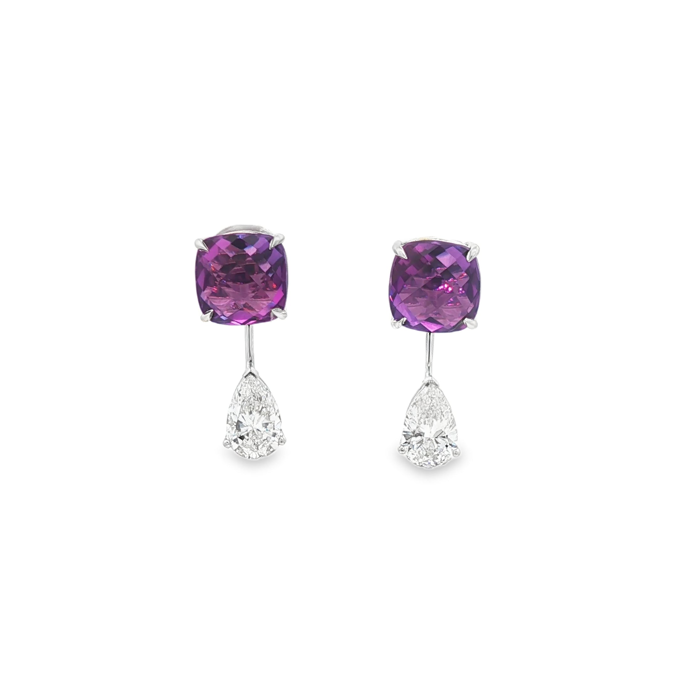 8.41ct Purple x Round  Drop Earrings