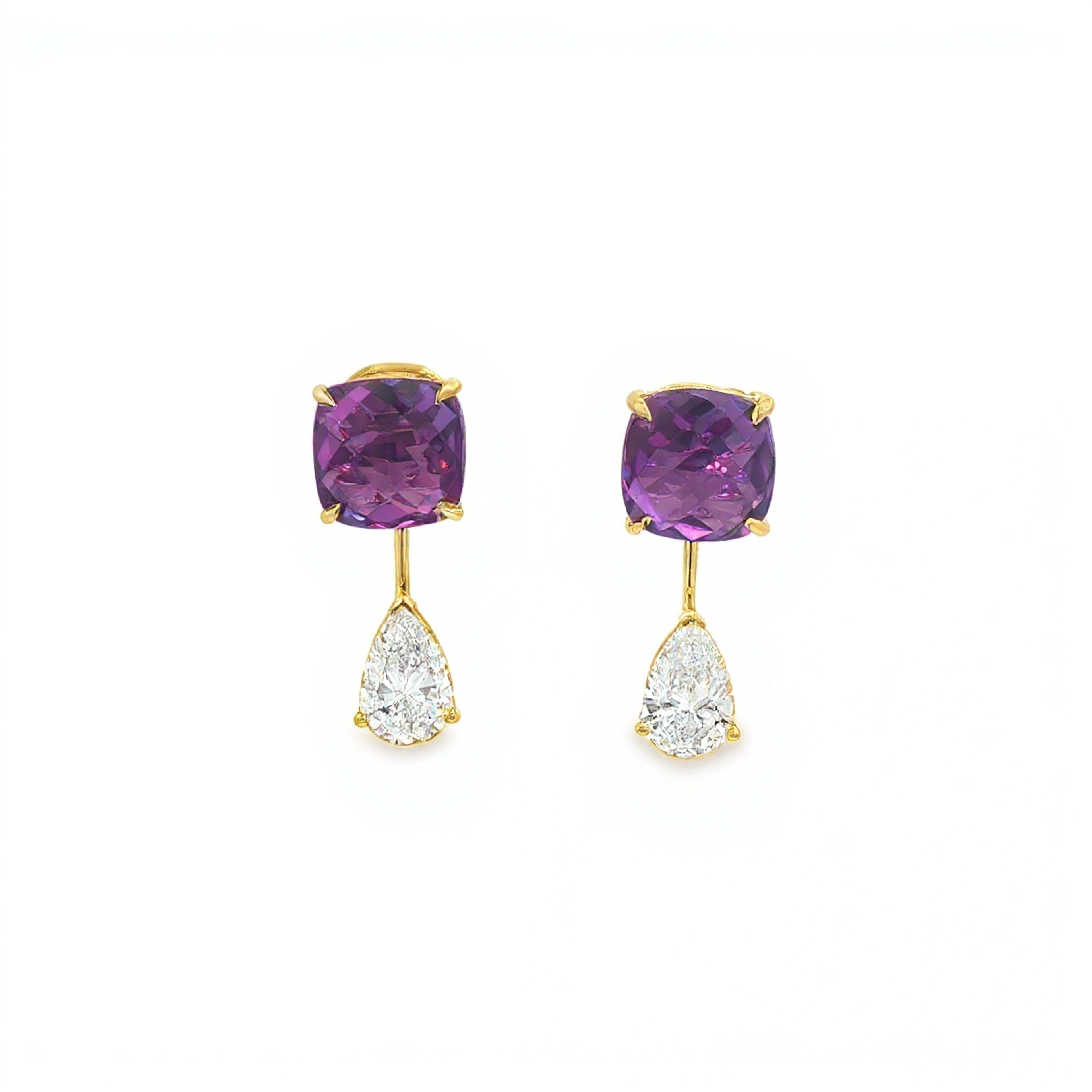 8.41ct Purple x Round  Drop Earrings