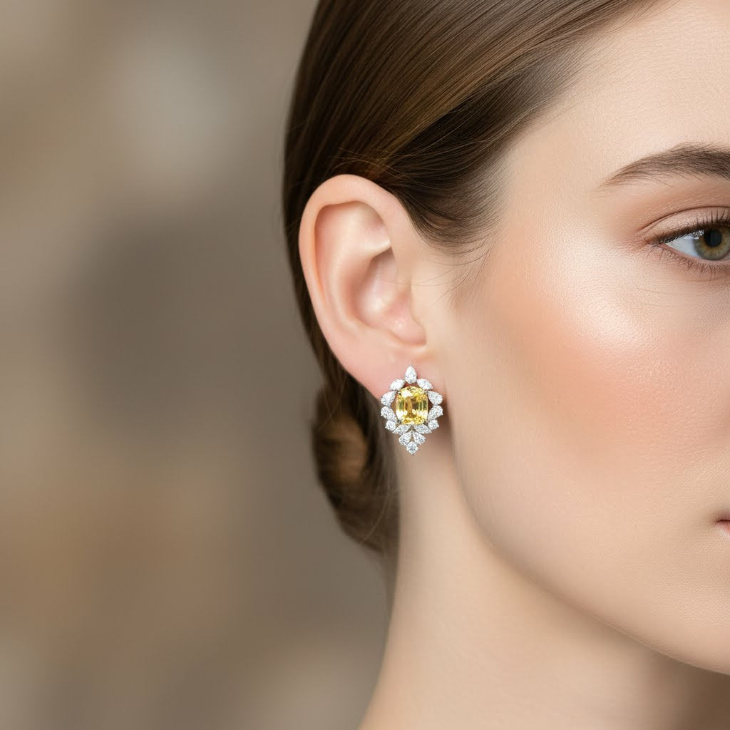 9.08ct Yellow Flower  Earrings