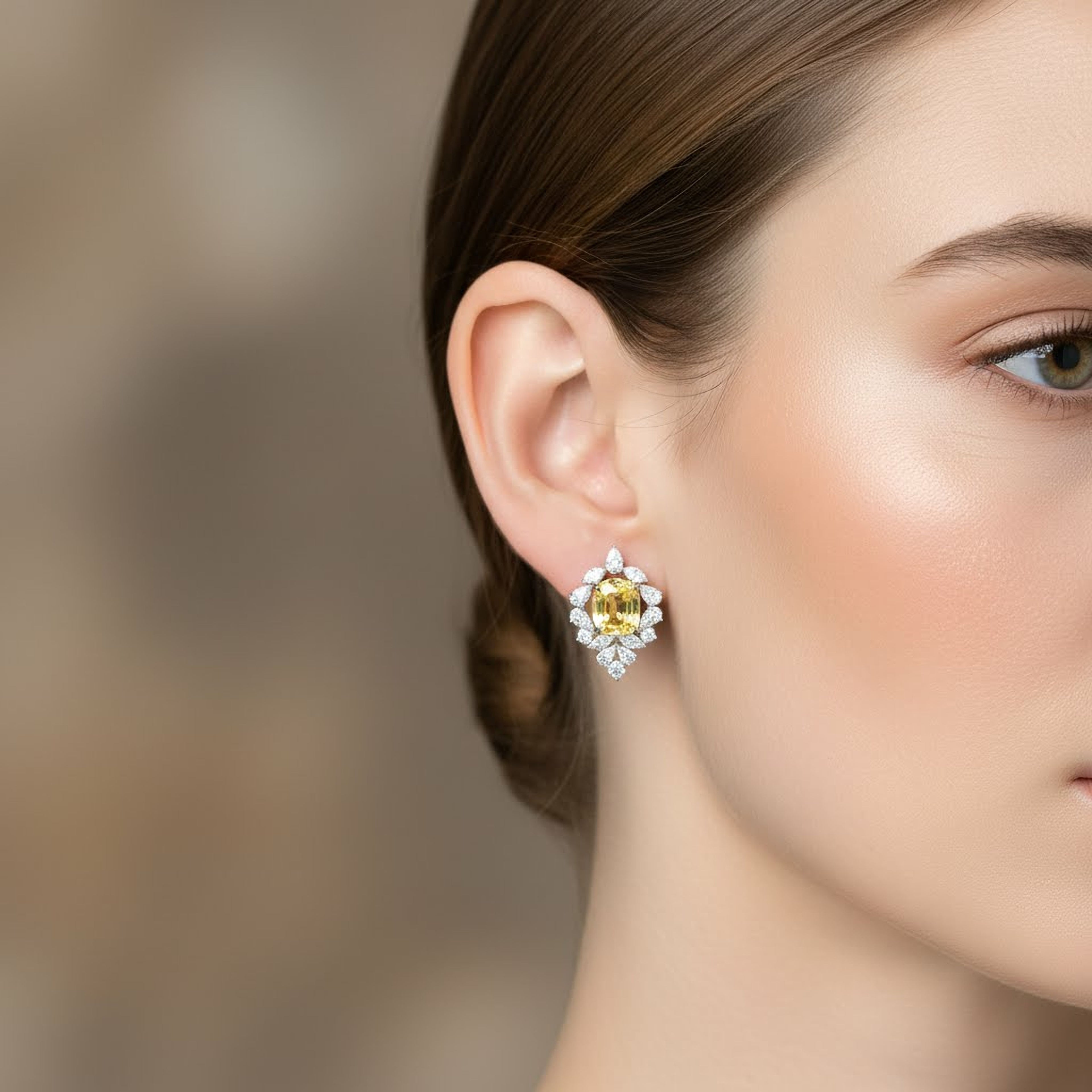 9.08ct Yellow Flower  Earrings