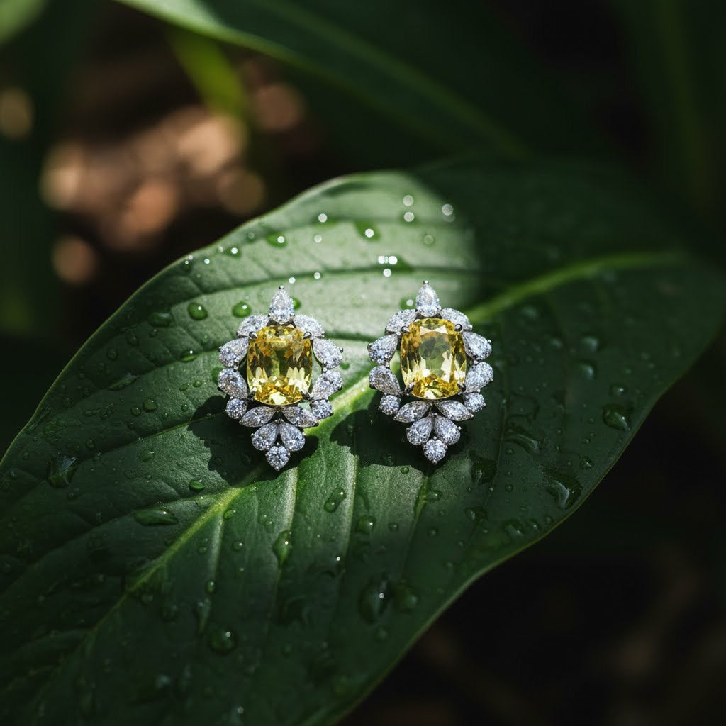 9.08ct Yellow Flower  Earrings