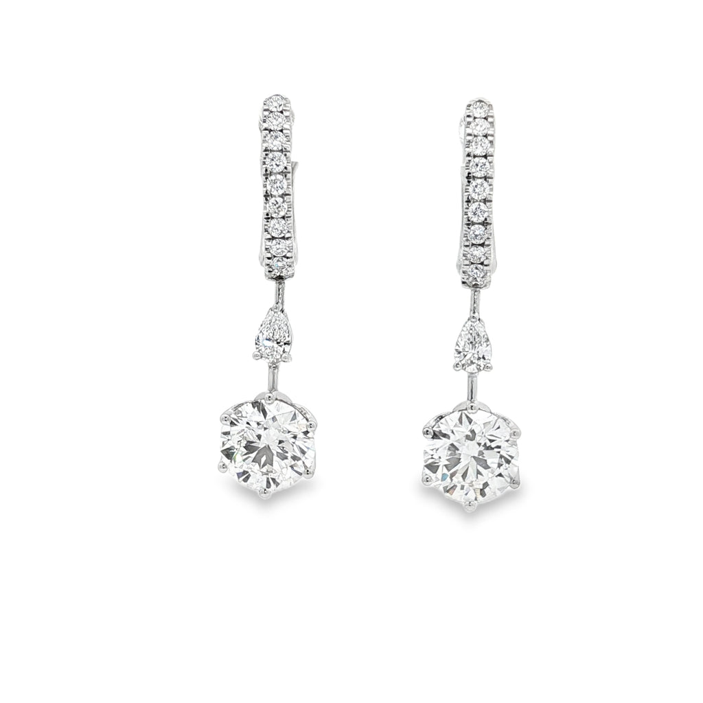 2ct Round Drop  Dangling Earrings