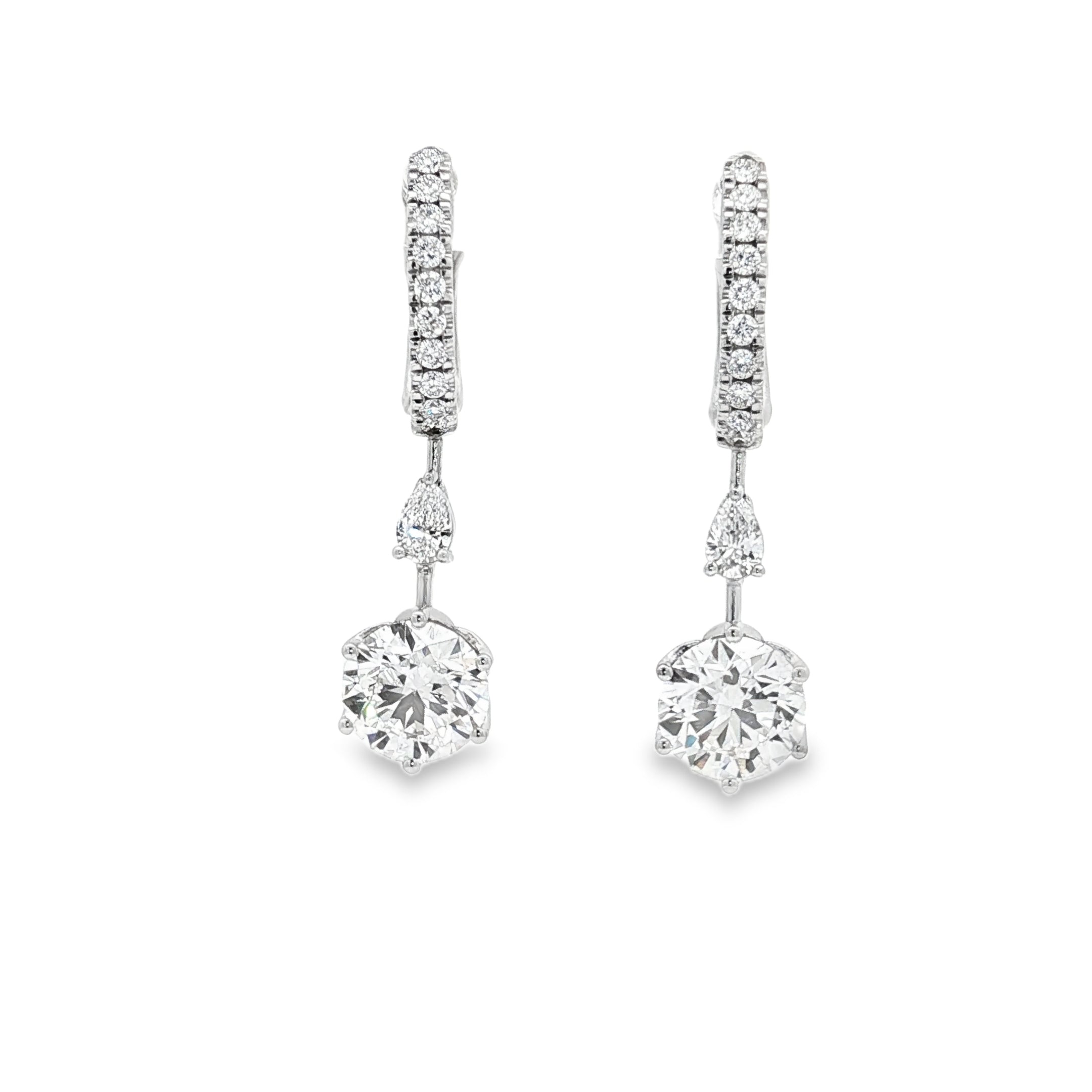 2ct Round Drop  Dangling Earrings