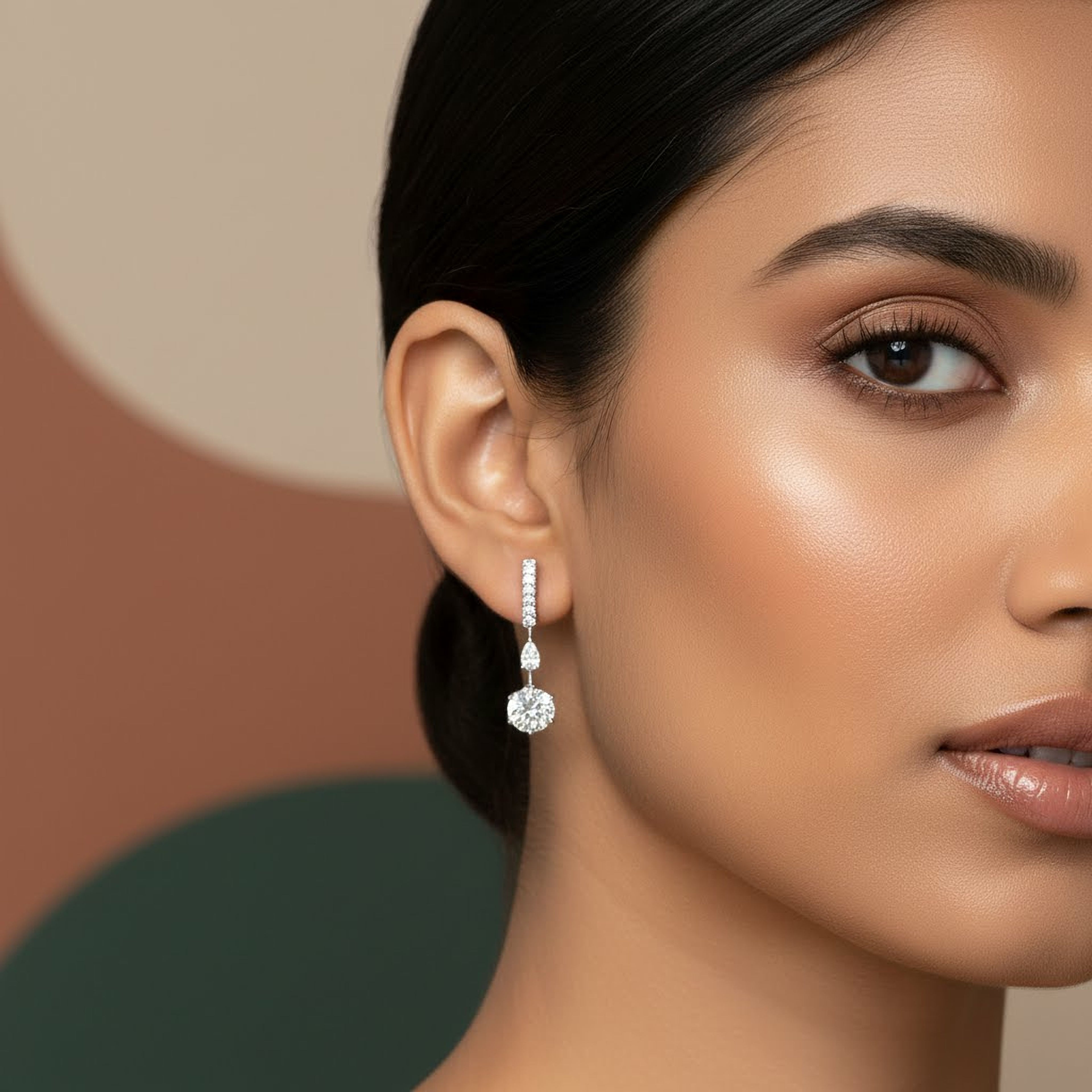 2ct Round Drop  Dangling Earrings
