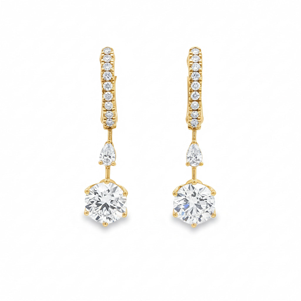 2ct Round Drop  Dangling Earrings