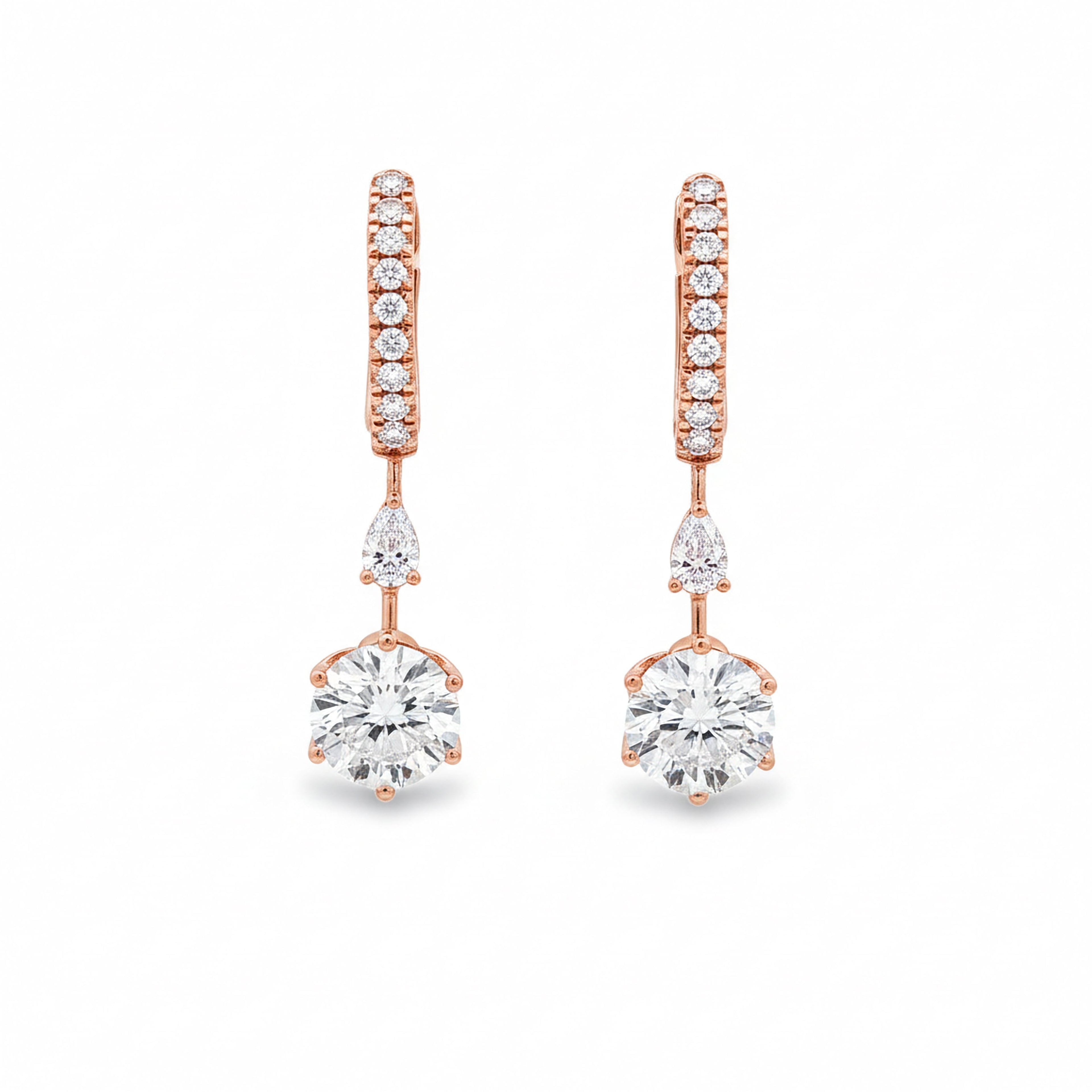 2ct Round Drop  Dangling Earrings