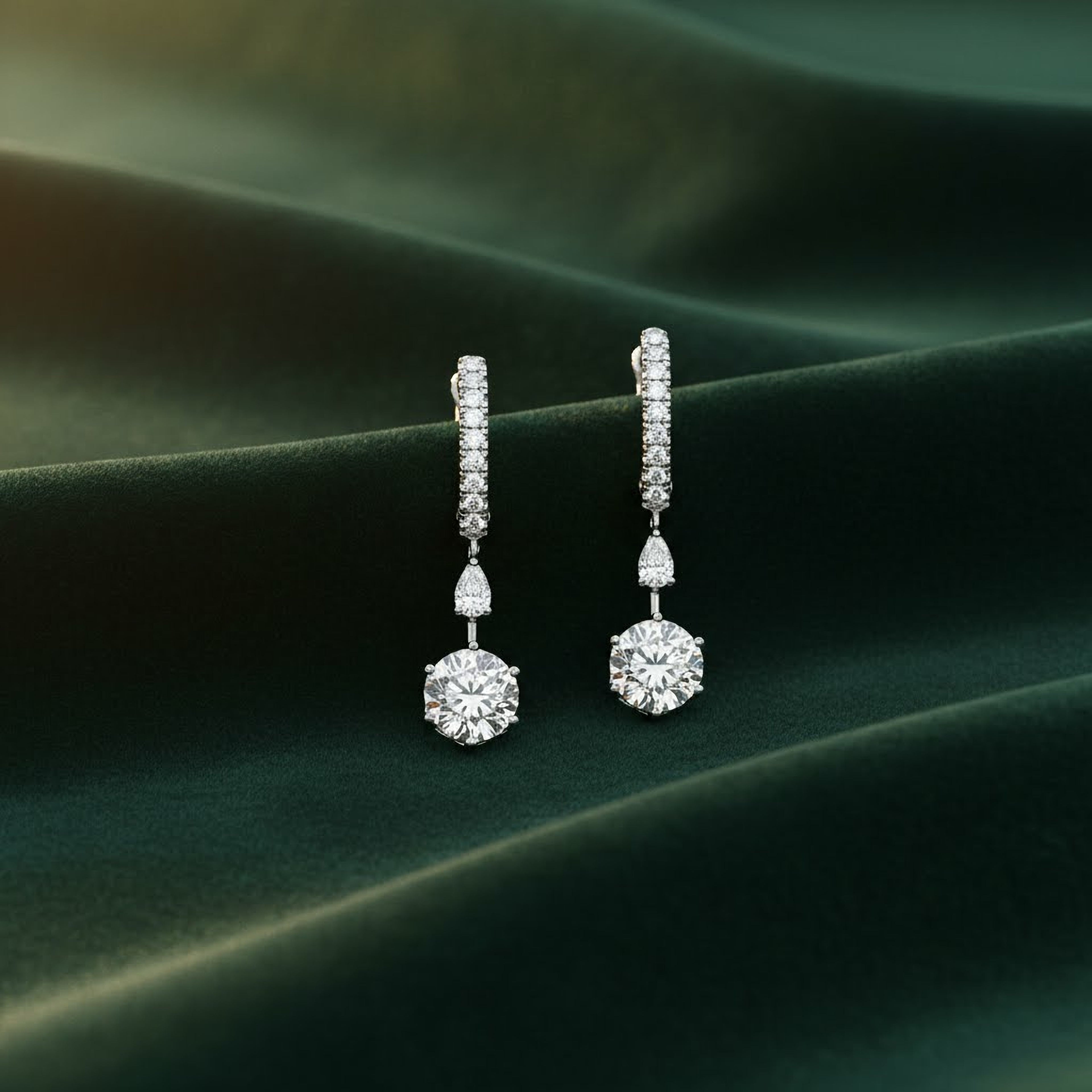2ct Round Drop  Dangling Earrings