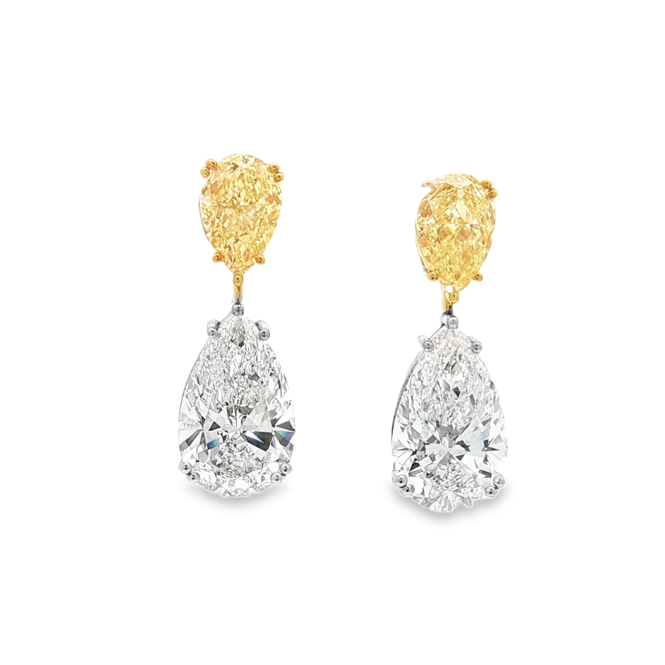 2ct Yellow Pear x  5ct White Pear
