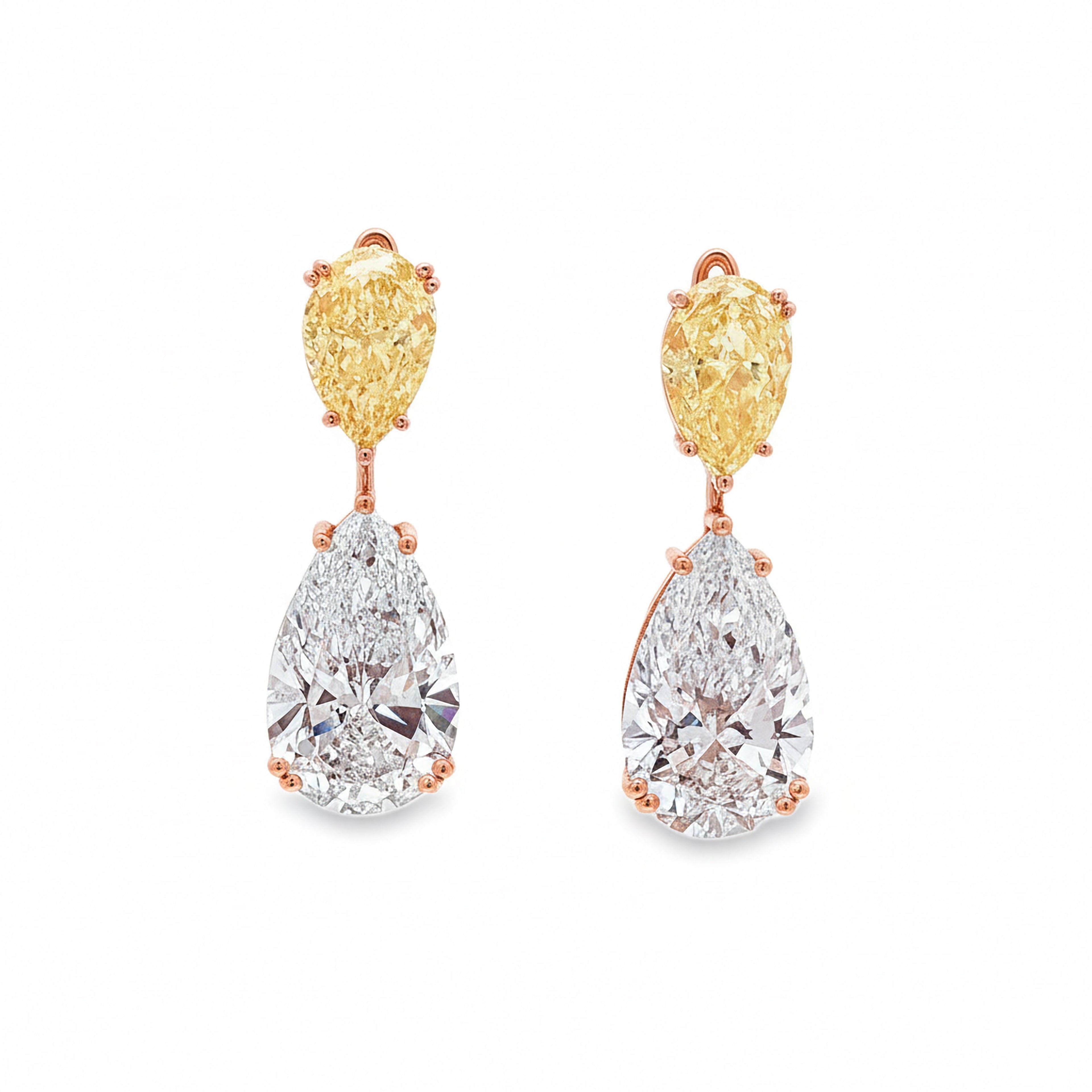 2ct Yellow Pear x  5ct White Pear