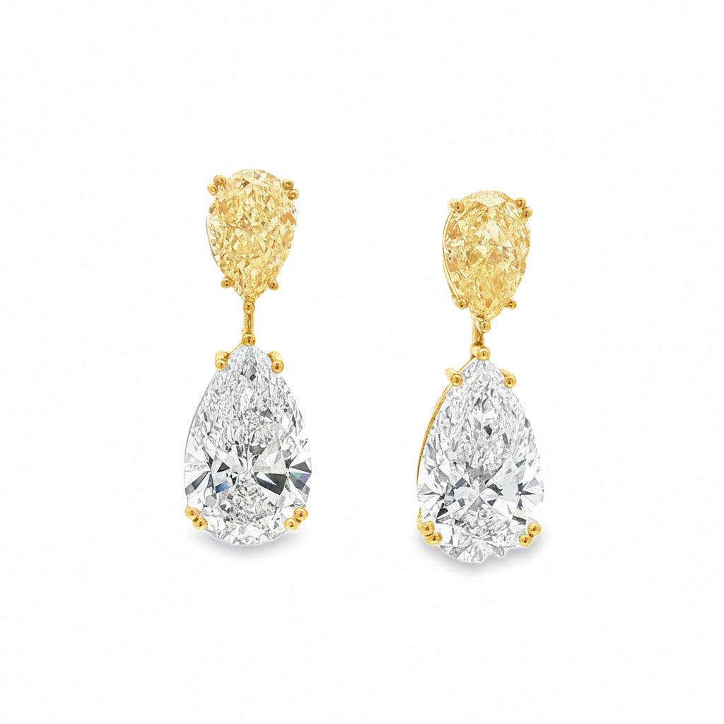 2ct Yellow Pear x  5ct White Pear